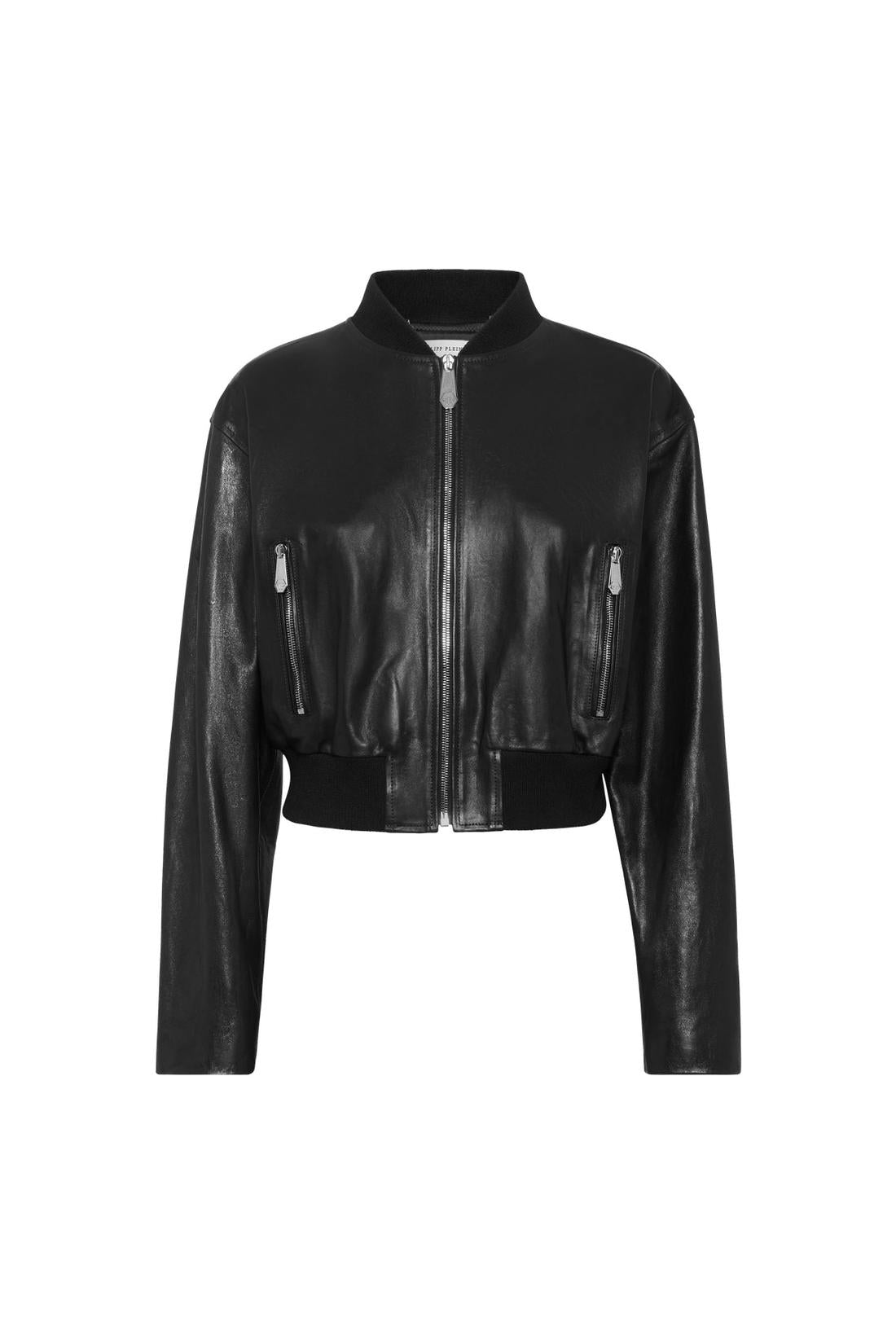 Philipp Plein Leather Bomber SIGNATURE, Jacken & Mäntel