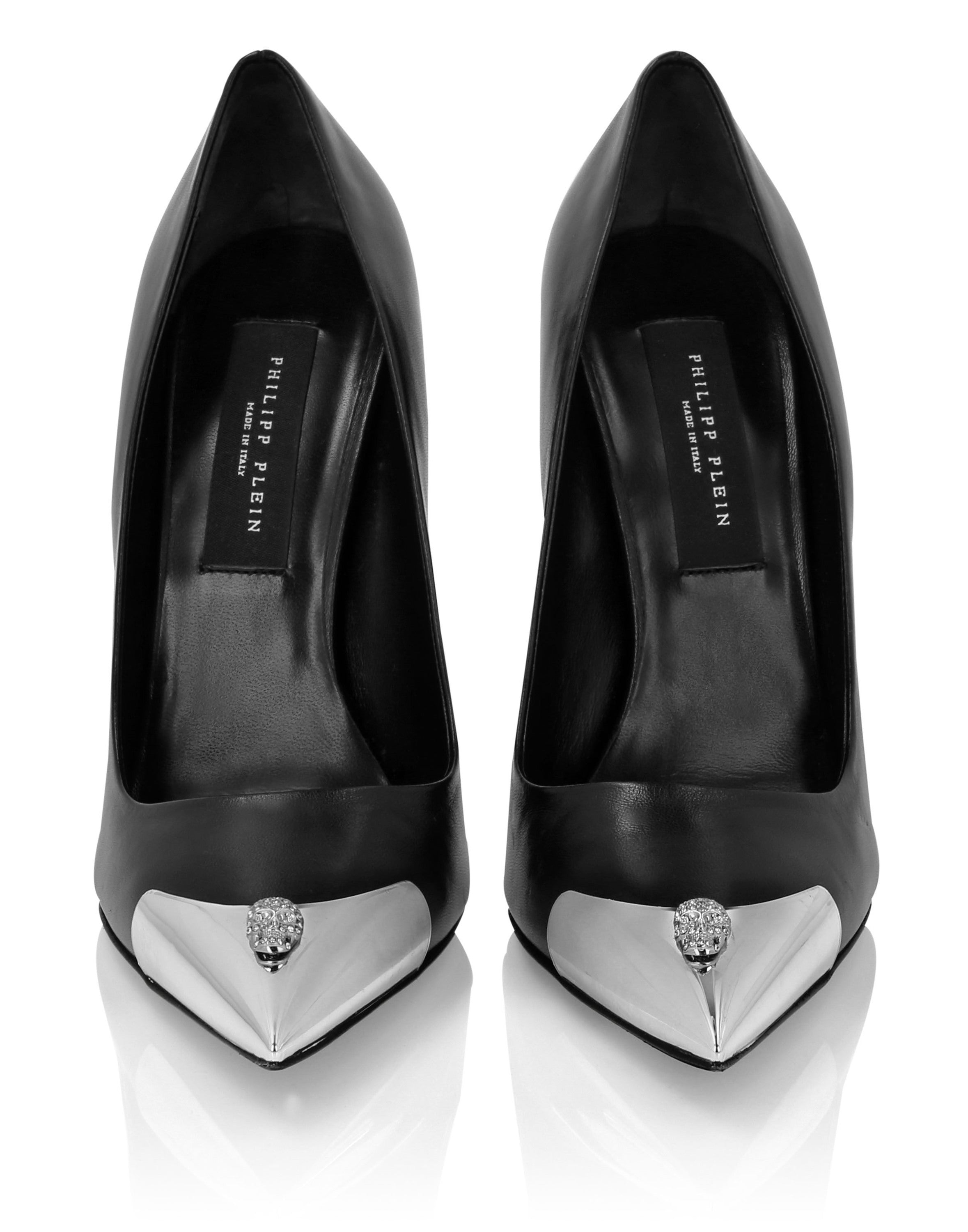 Leather Decollete Hi-Heels Skull strass