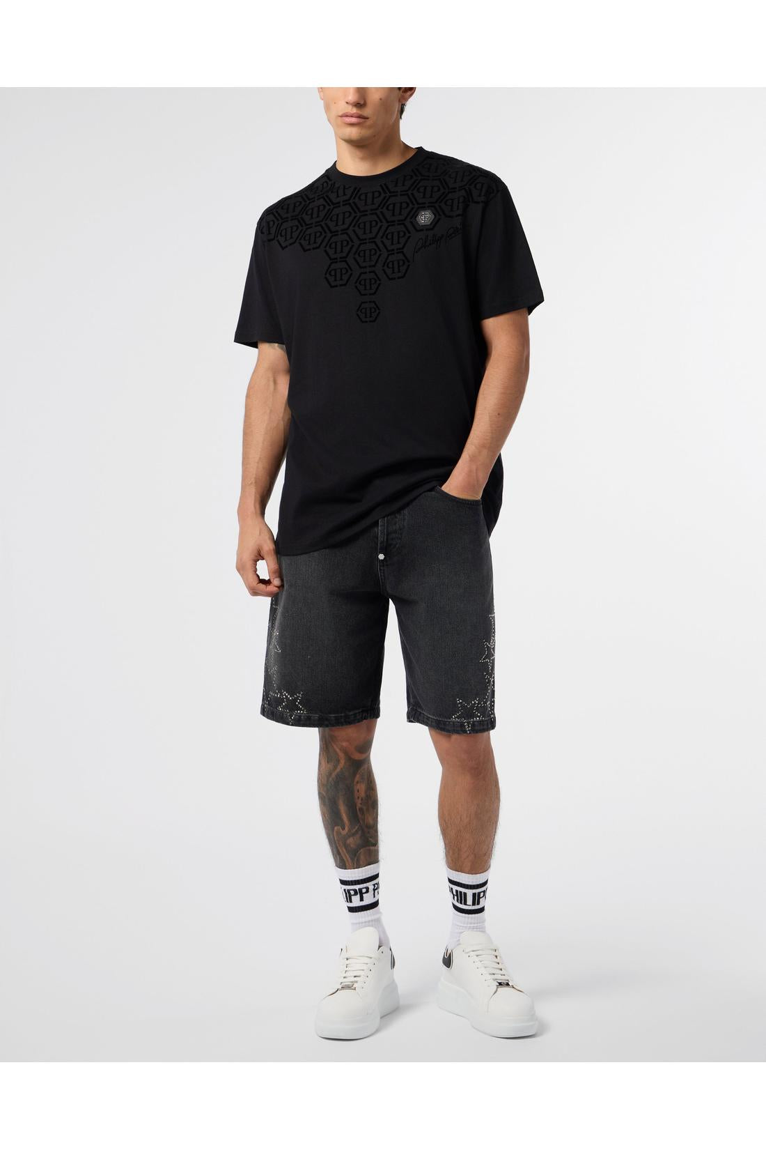 Philipp Plein Round Neck T-Shirt Degrade Monogram Monogram, Shirts