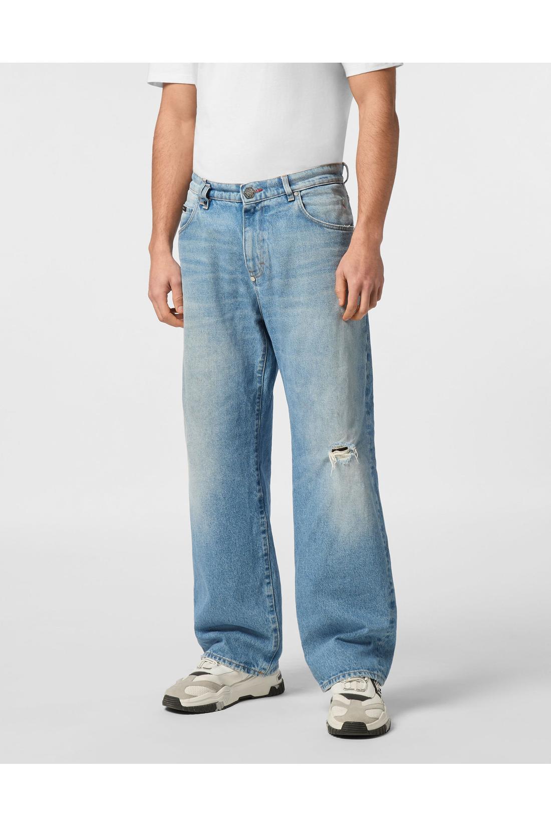 Philipp Plein Denim Trousers Beach Boy Fit 5 Pockets Signature, Jeans