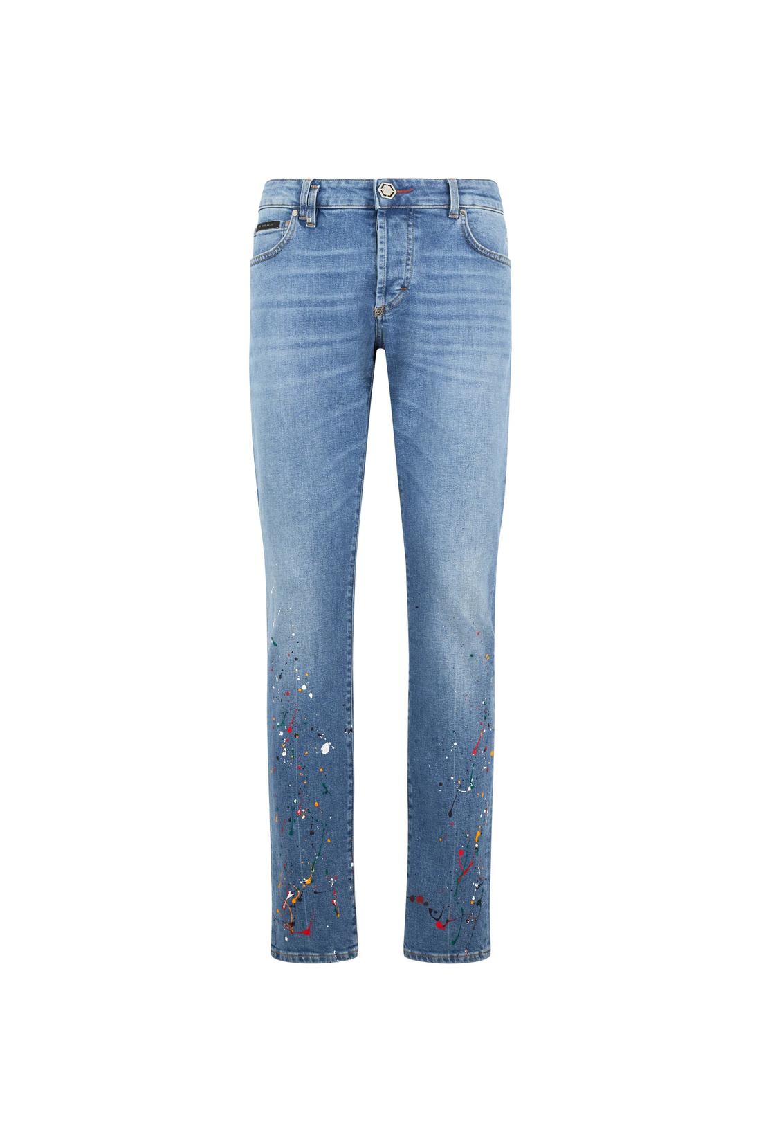Philipp Plein Super Straight Cut Jeans Paint, Jeans