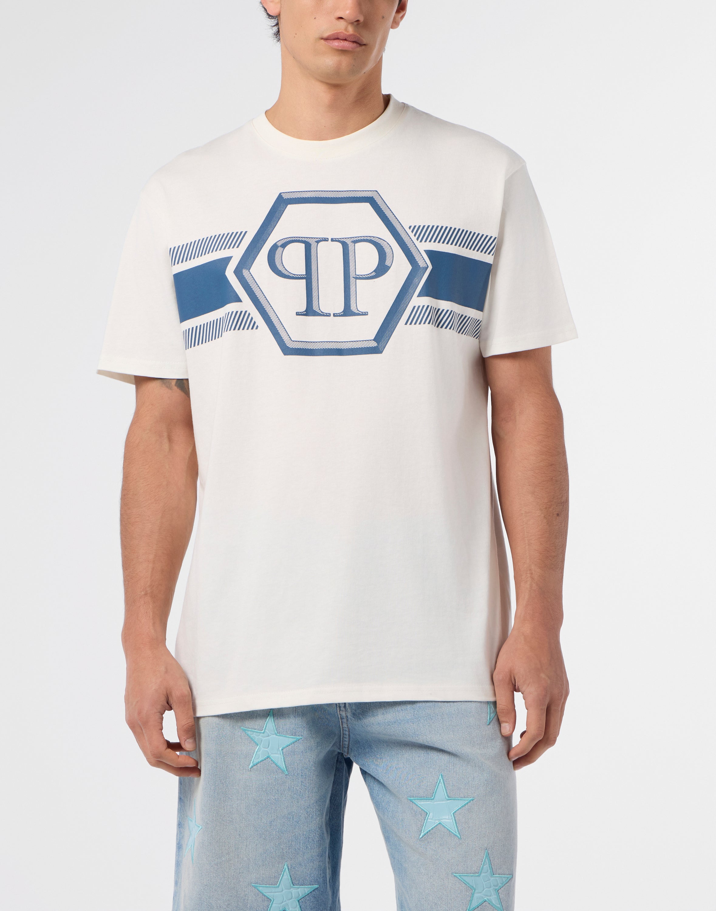 Round Neck T-Shirt Hexagon Line