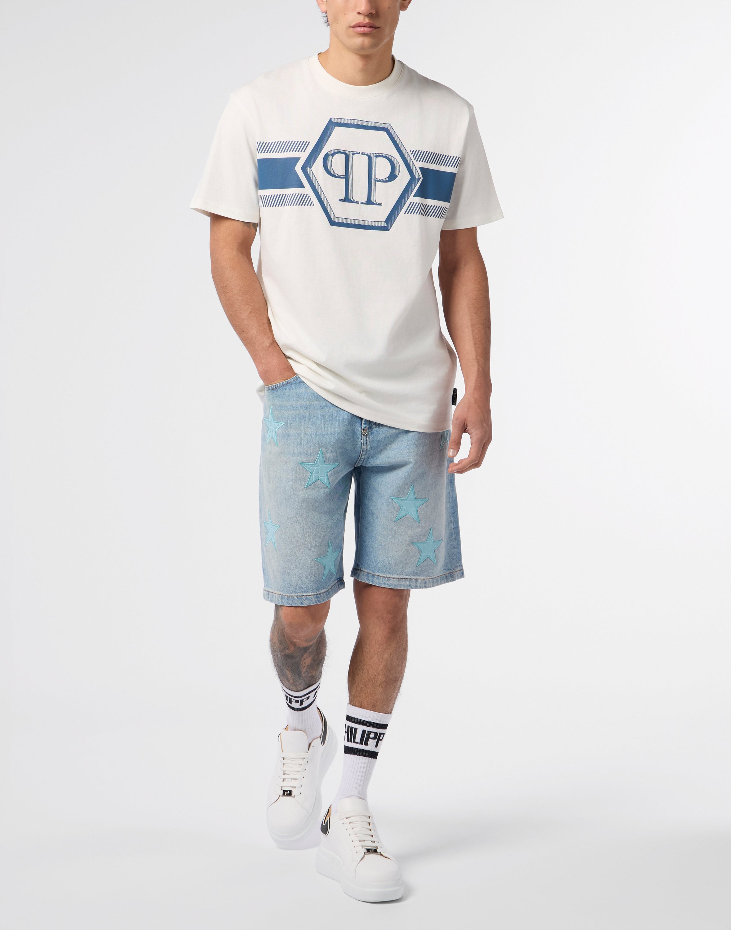 Round Neck T-Shirt Hexagon Line