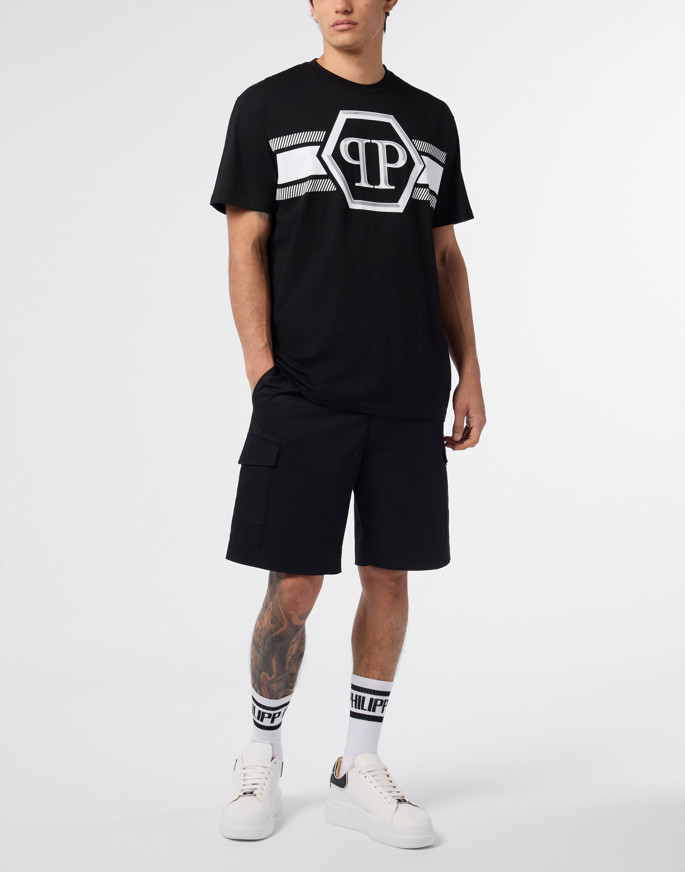 Round Neck T-Shirt Hexagon Line
