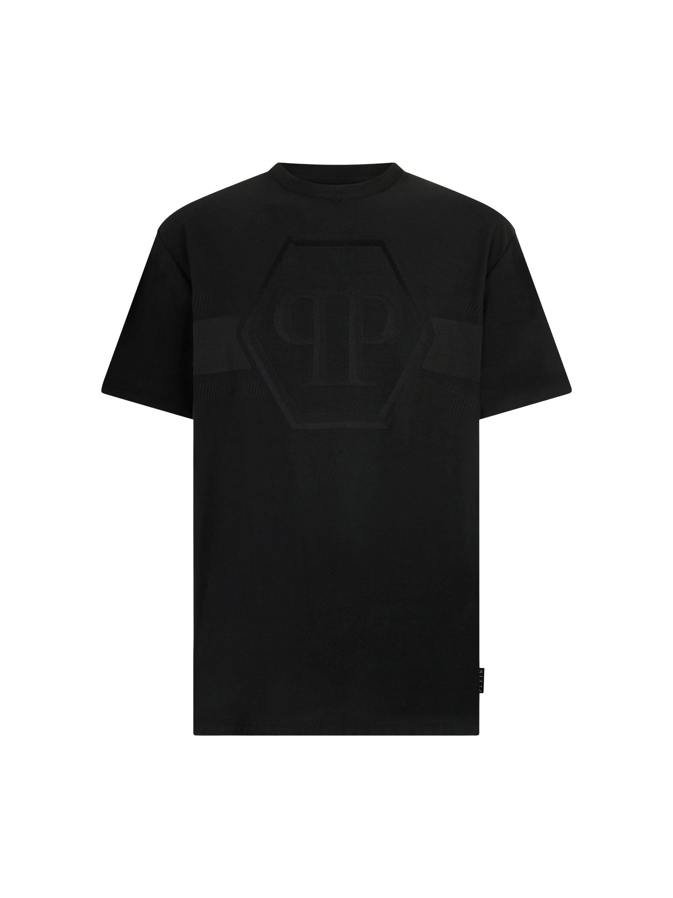 Round Neck T-Shirt Jacquard Hexagon Line