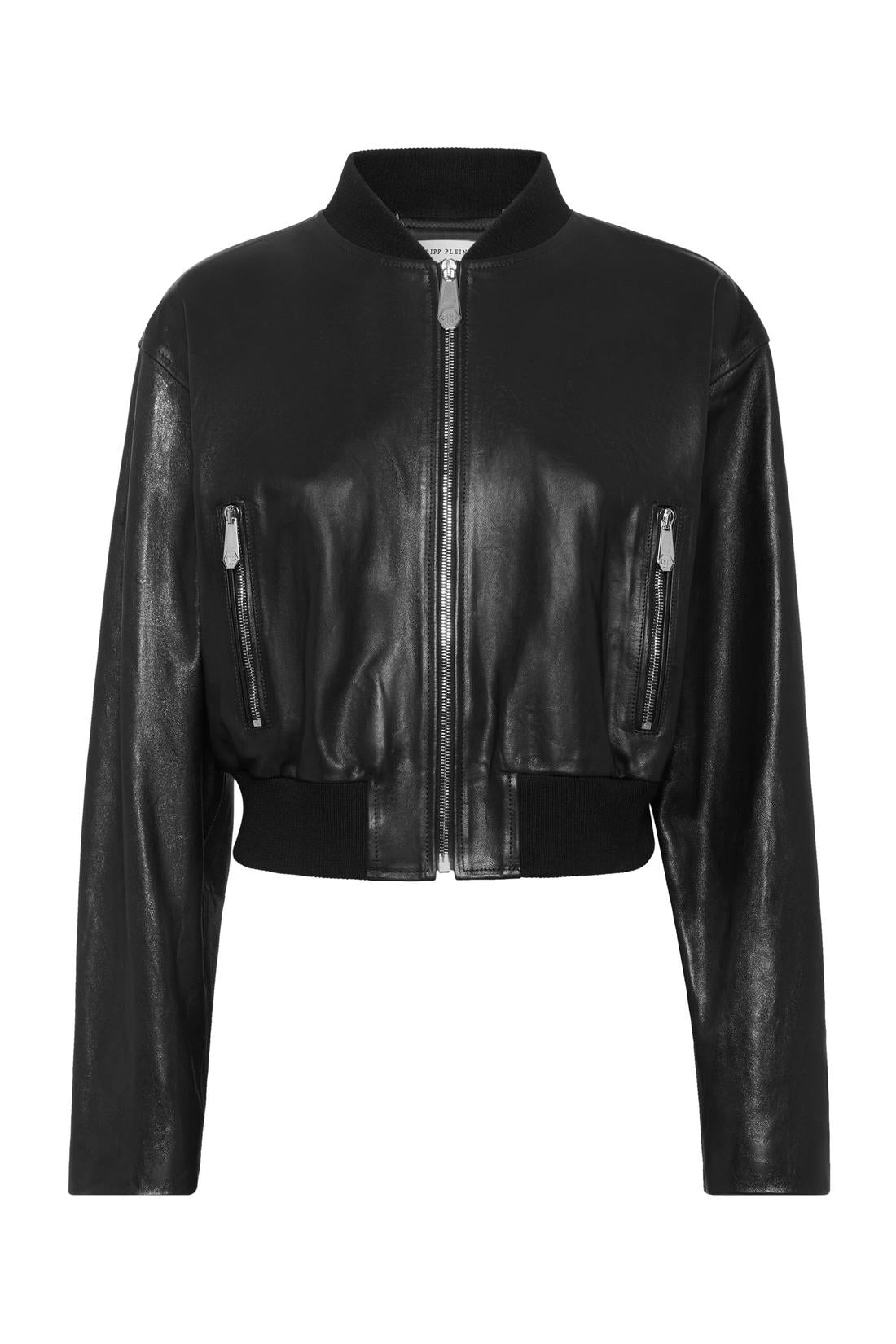 Philipp Plein Leather Bomber SIGNATURE, Jacken & Mäntel