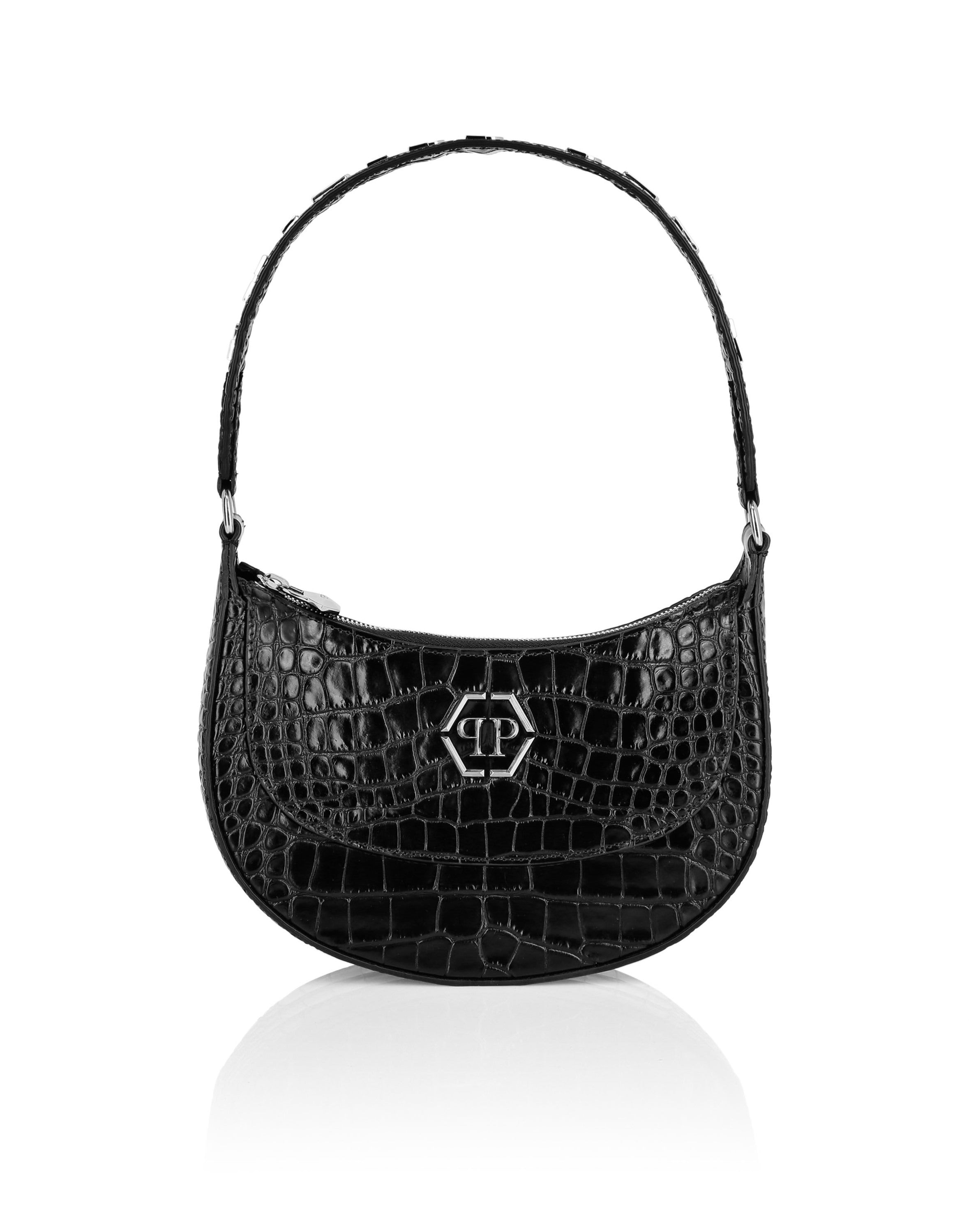 Croco Printed Leather Handle Bag