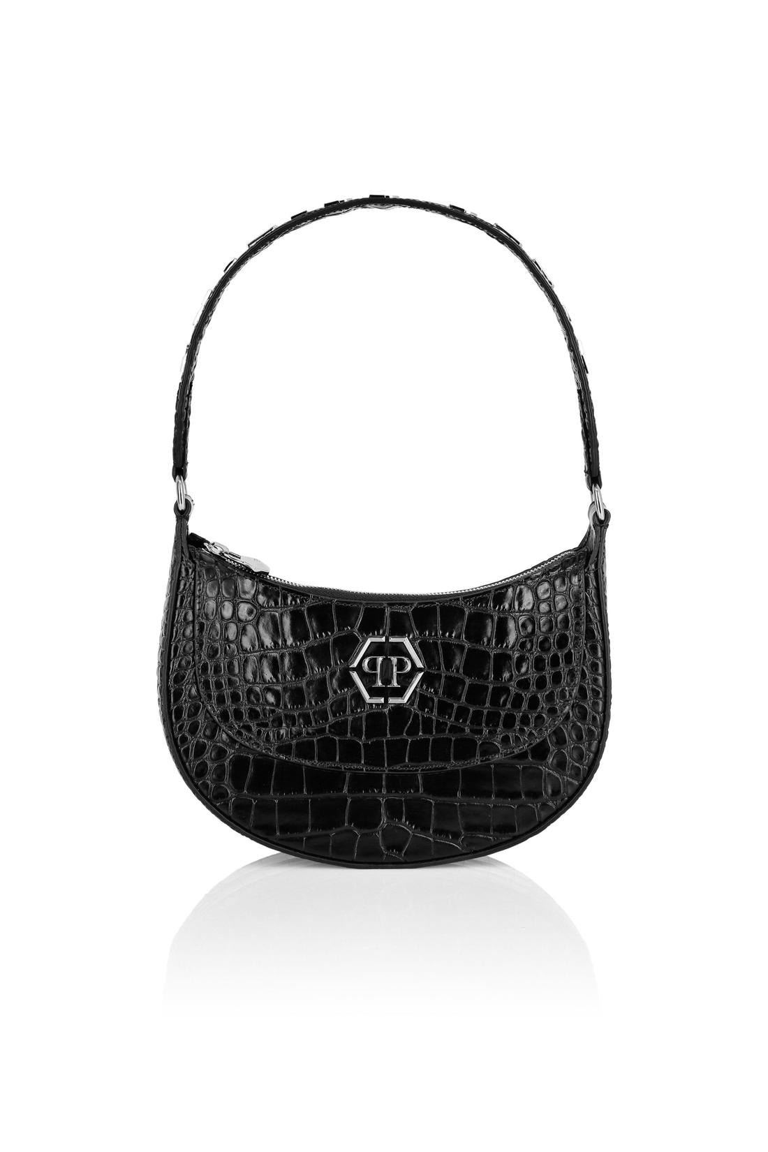 Croco Printed Leather Handle Bag