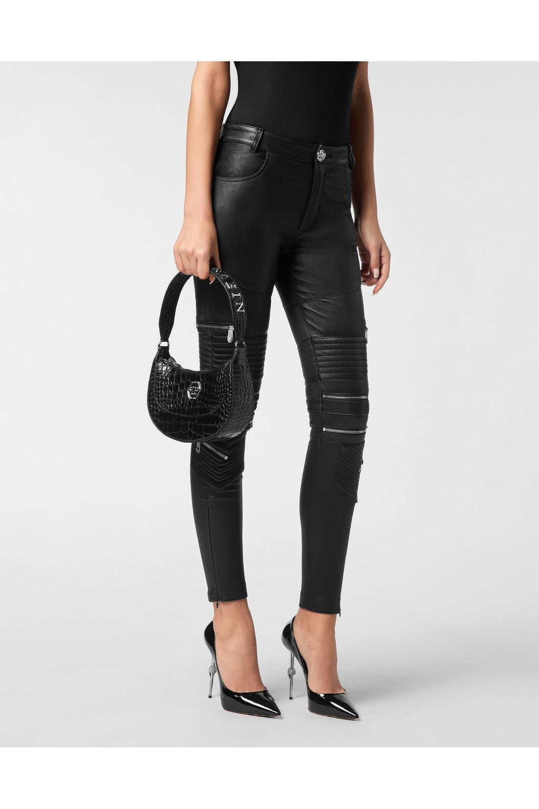 Croco Printed Leather Handle Bag