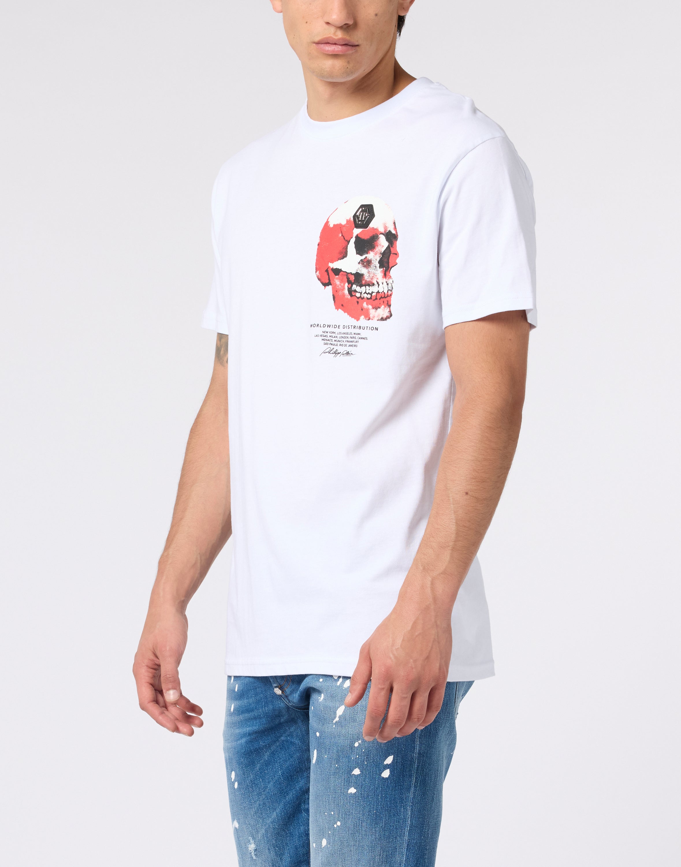 Roundneck T-Shirt Puffy Red Skull Skull