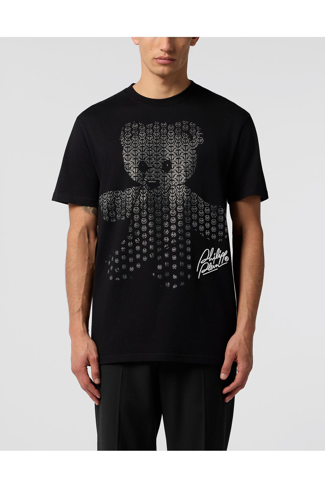 Philipp Plein Round Neck T-Shirt Teddy Strass Teddy Bear, Shirts