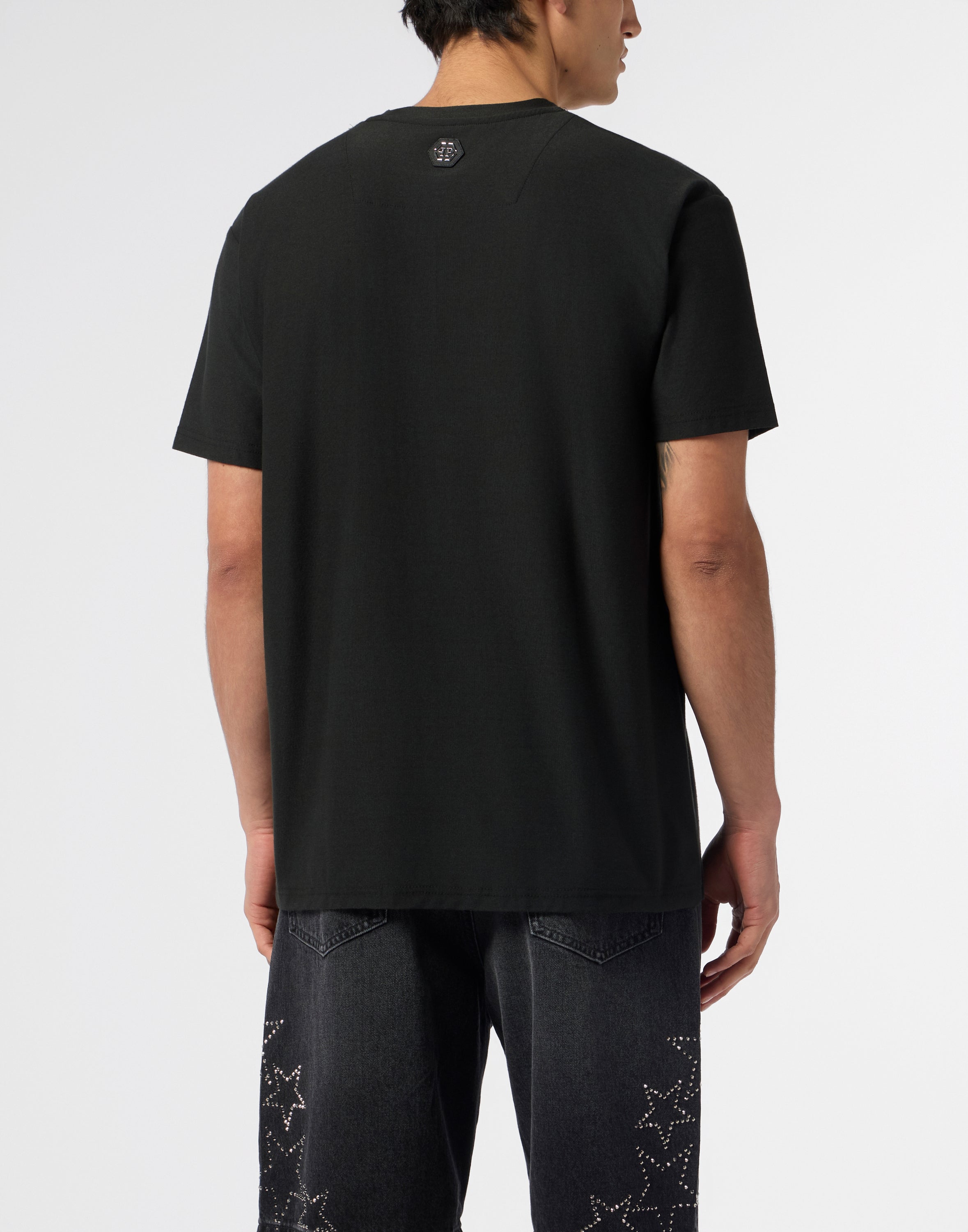 Round Neck T-Shirt Jacquard Hexagon Line
