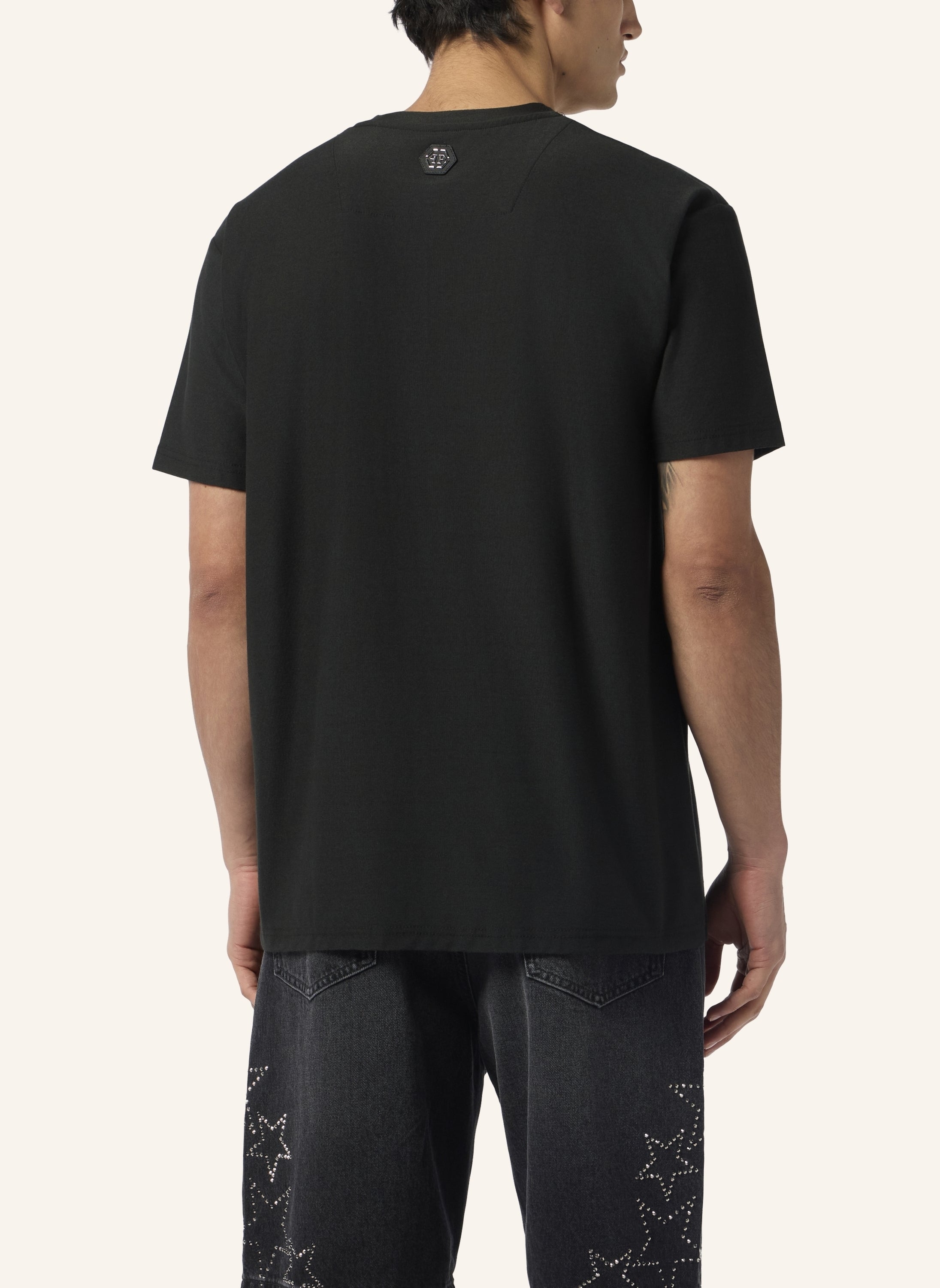Round Neck T-Shirt Jacquard Hexagon Line