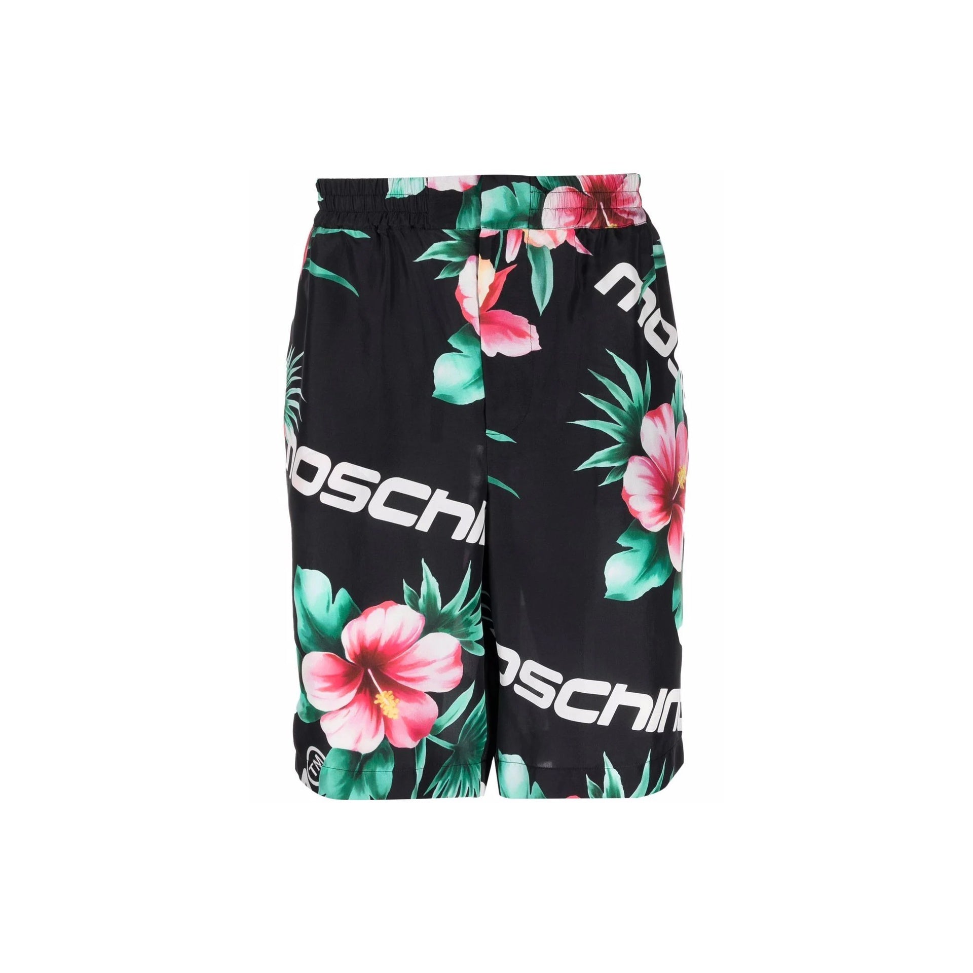 Moschino Couture-Moschino Floral Print Silk Shorts-MEN CLOTHING-Black-Deal-Outlet-by-ARCHIVIST