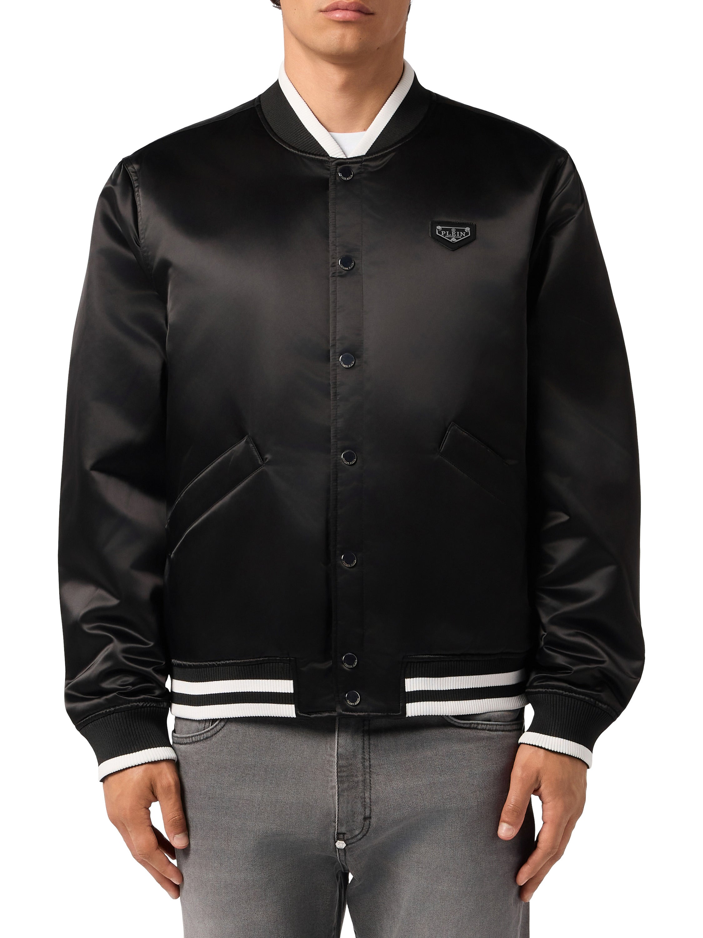 Satin College Bomber Plein Logo