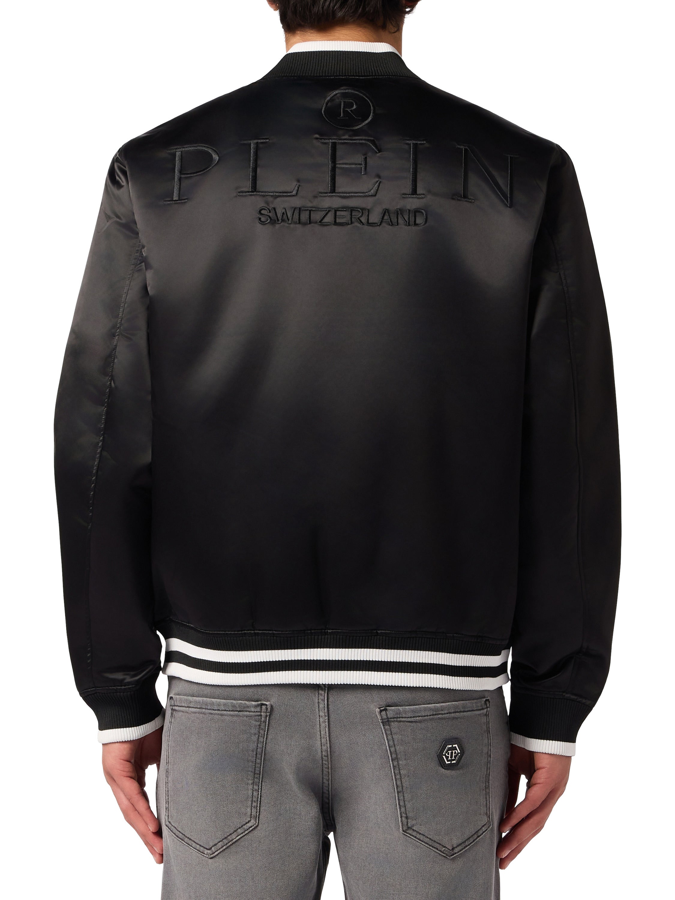 Satin College Bomber Plein Logo