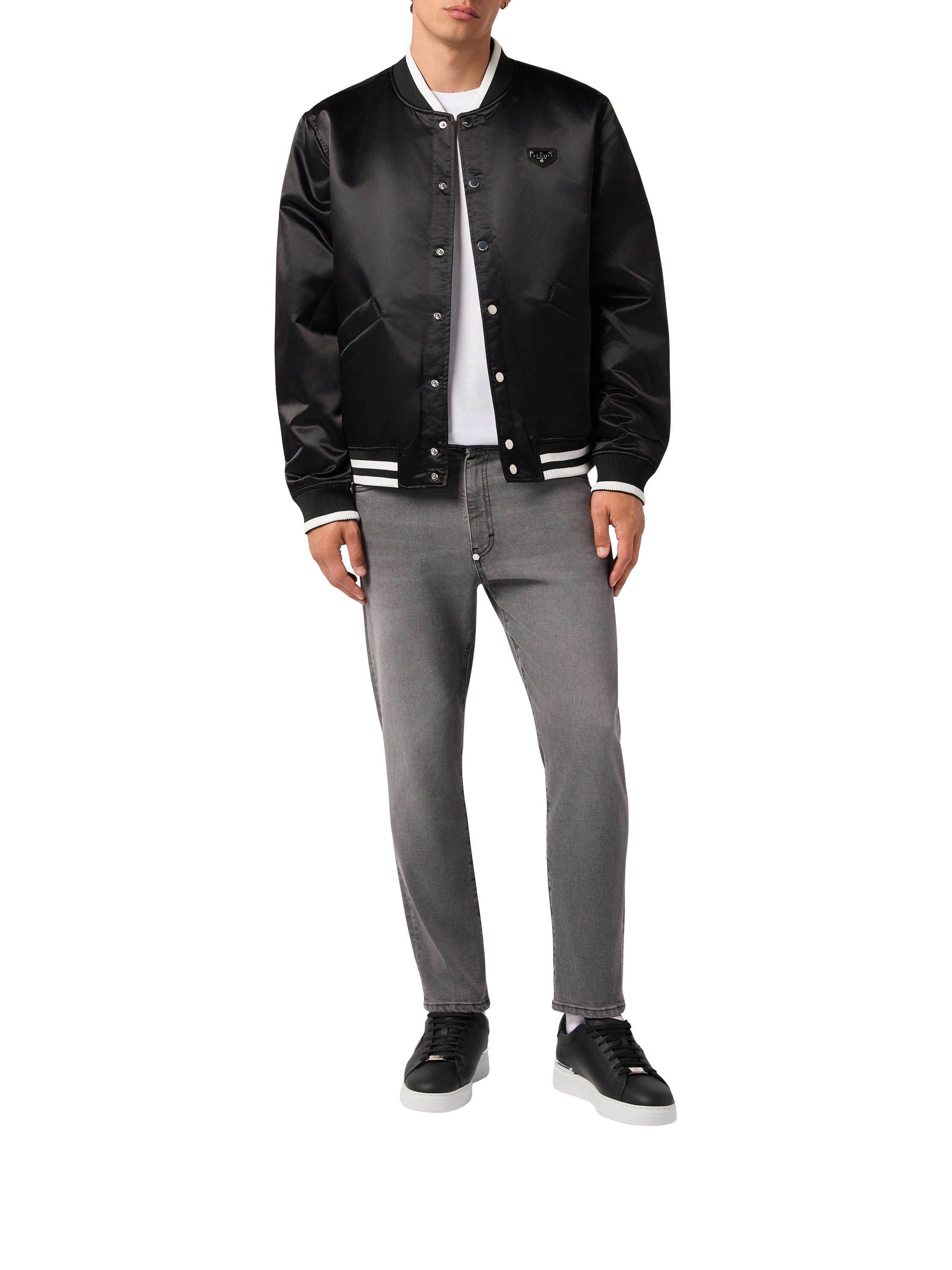 Satin College Bomber Plein Logo