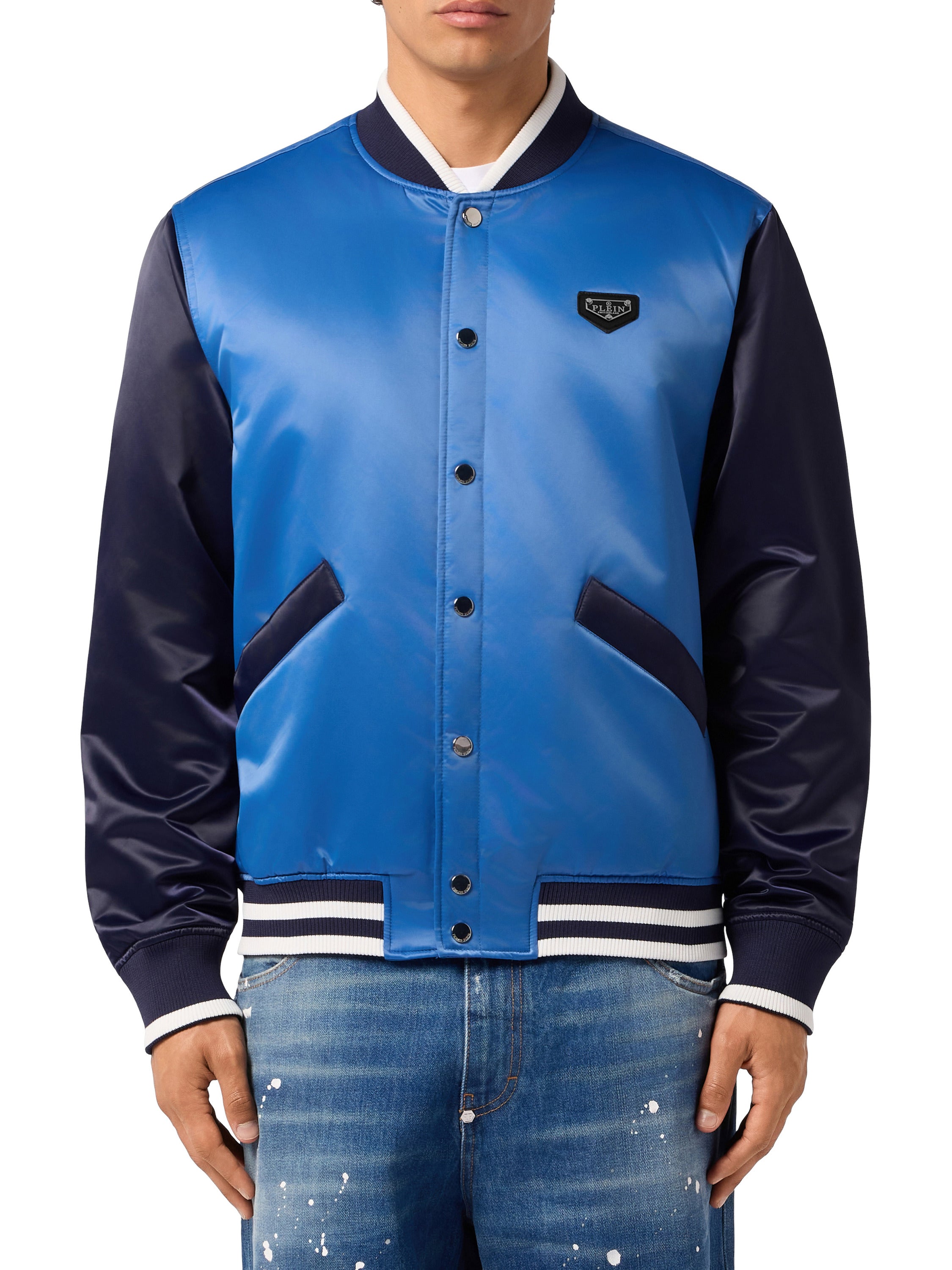 Satin College Bomber Plein Logo
