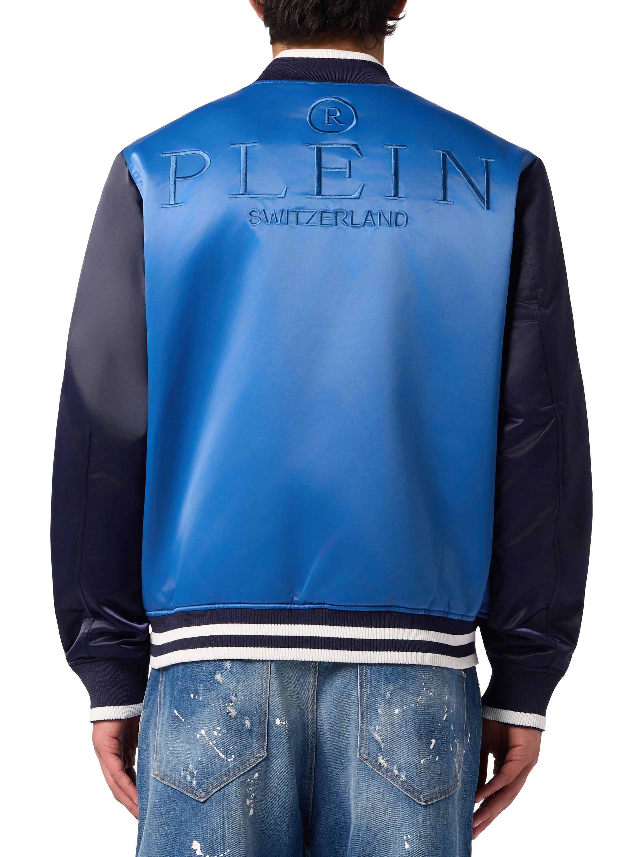 Satin College Bomber Plein Logo