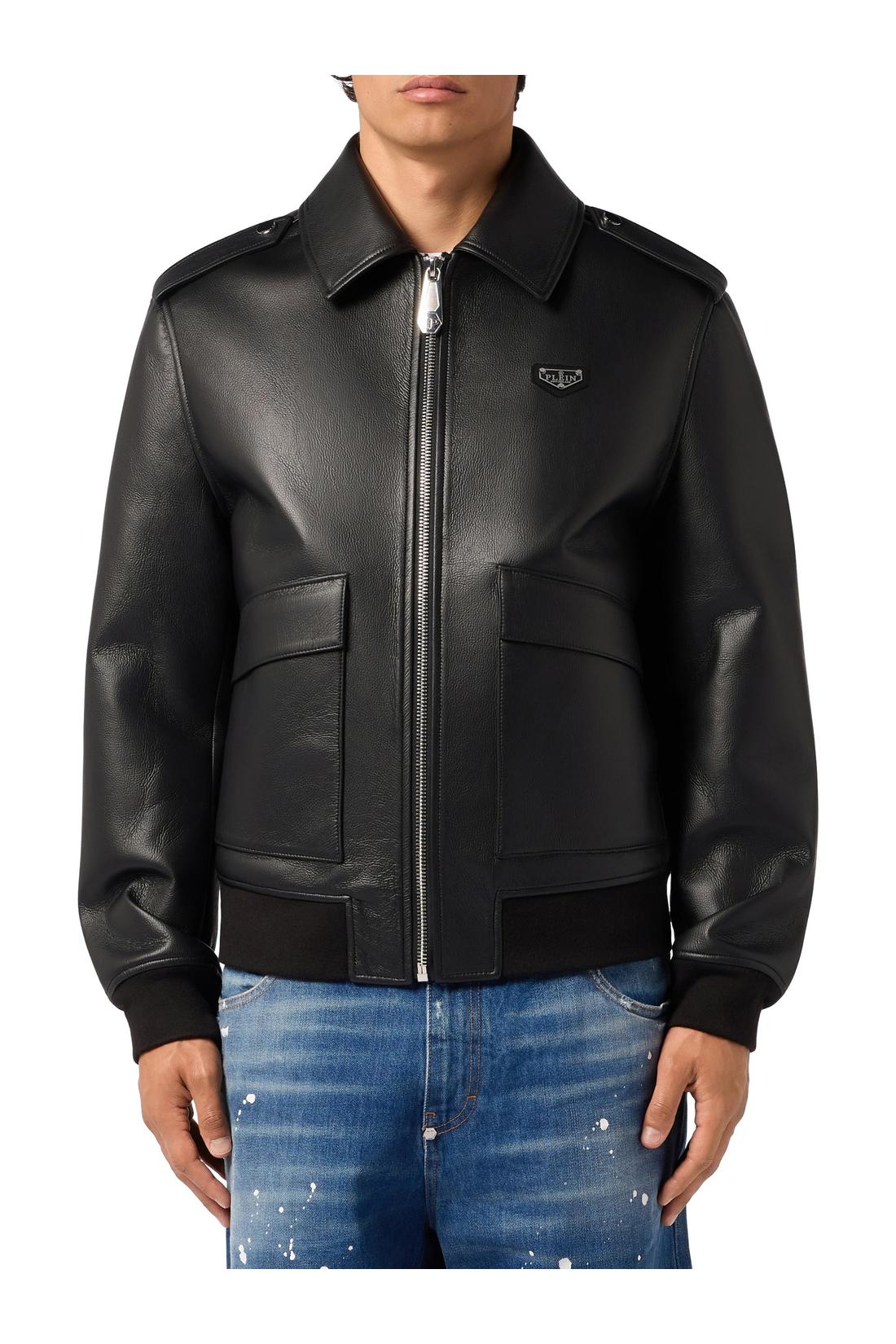 Philipp Plein Eco Leather Aviator Jacket, Jacken & Mäntel
