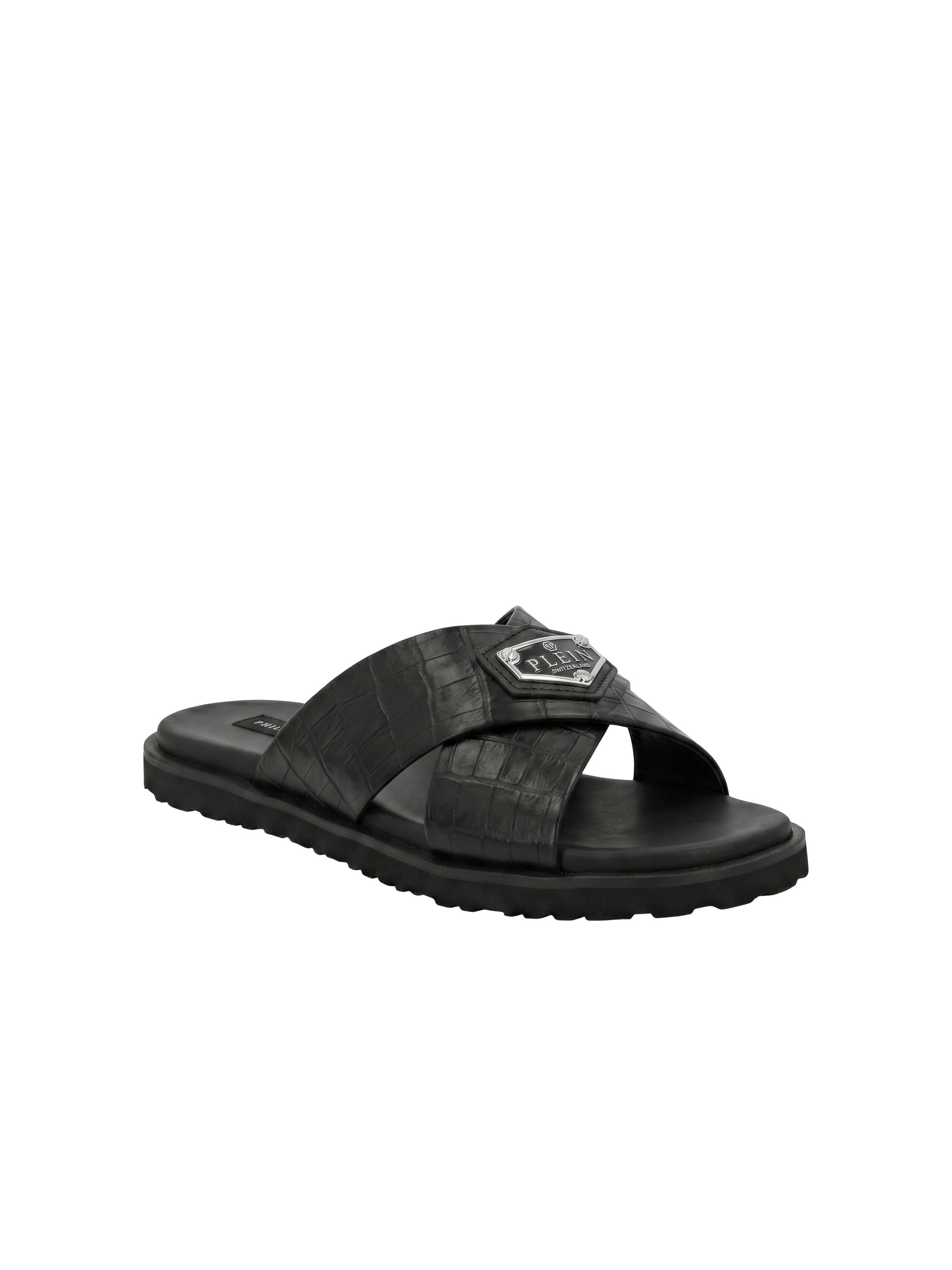 Leather Slippers Criss-Cross Cocco