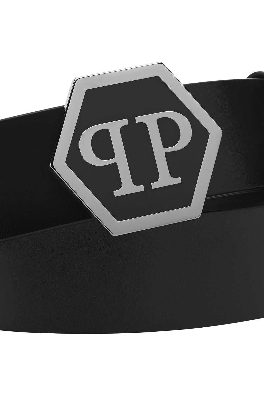 Philipp Plein Leather Belt Hexagon, Accessoires