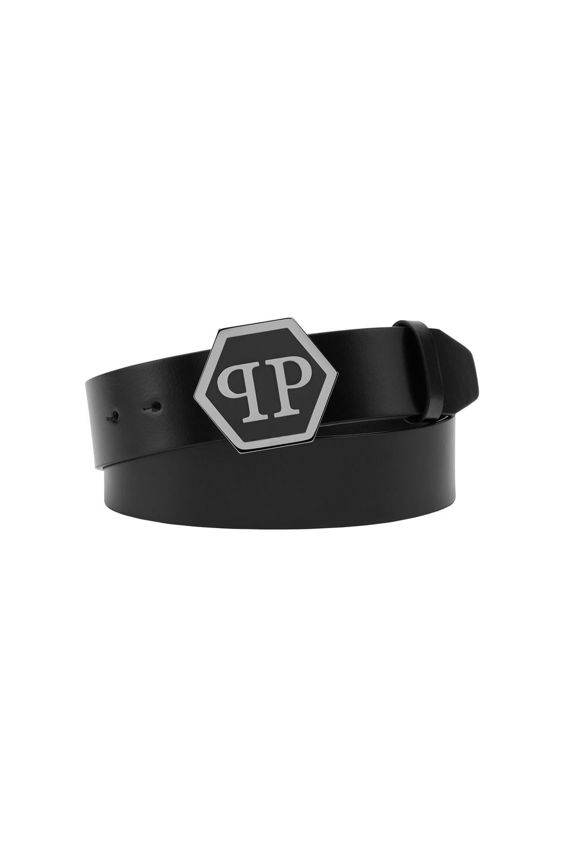 Philipp Plein Leather Belt Hexagon, Accessoires