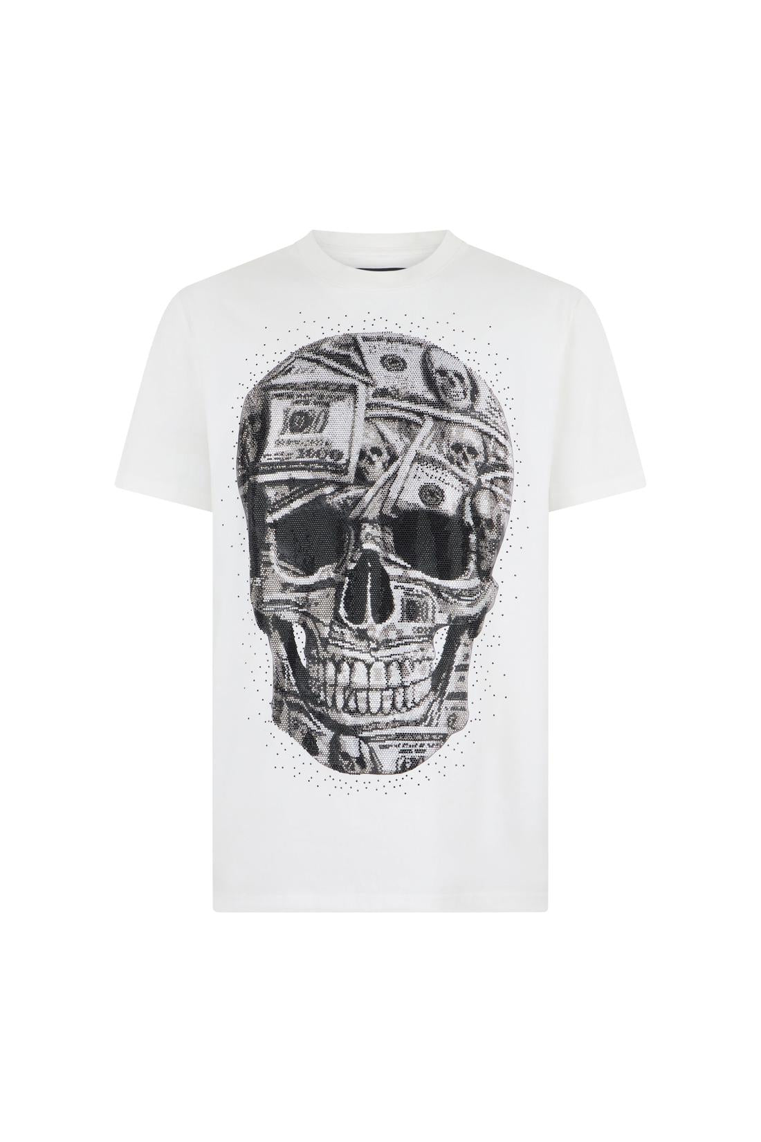 Philipp Plein Jersey Round Neck T-Shirt SS Skull Dollar Stones, Shirts
