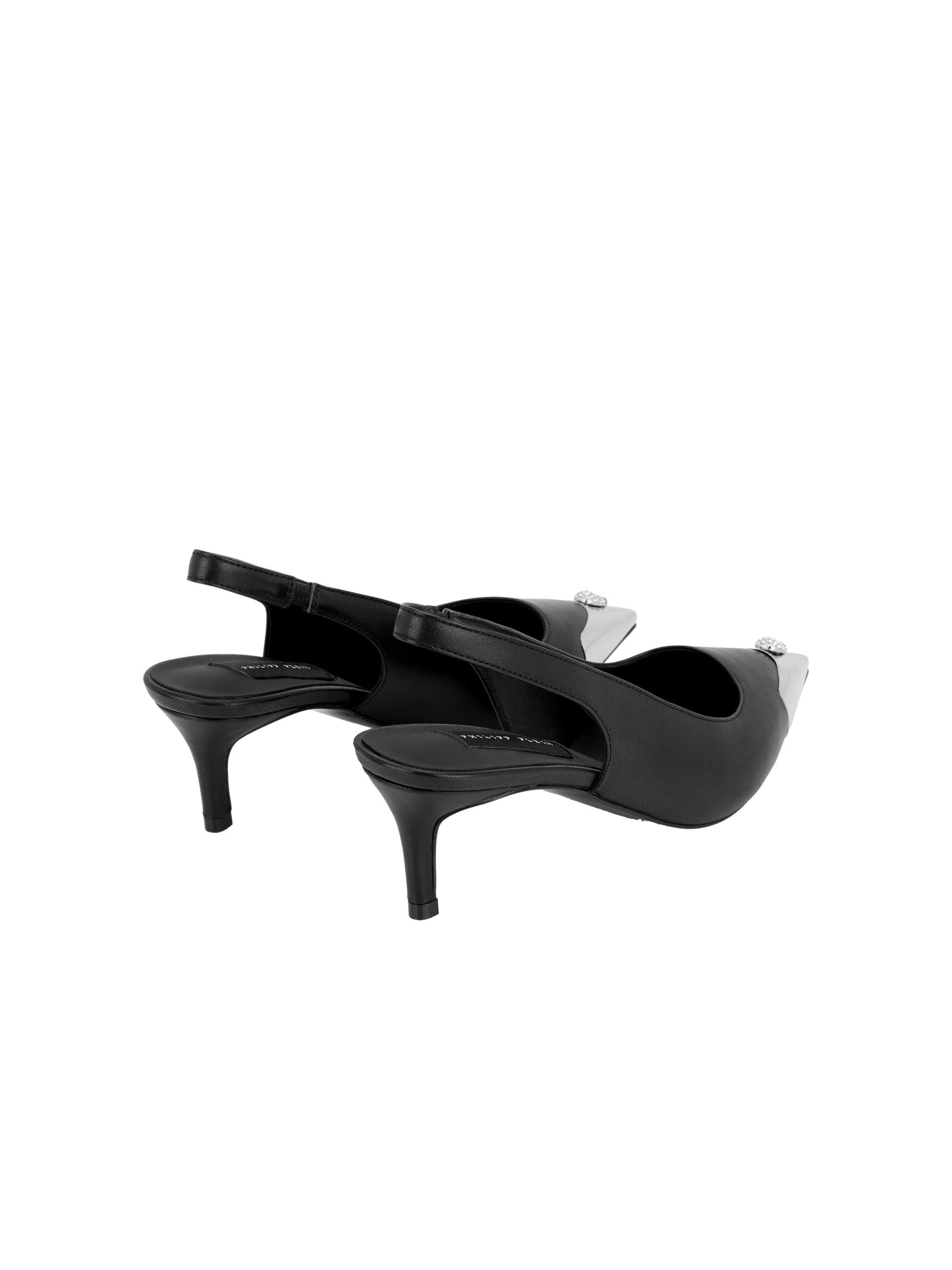 Leather Slingback Shoes Skull Toe