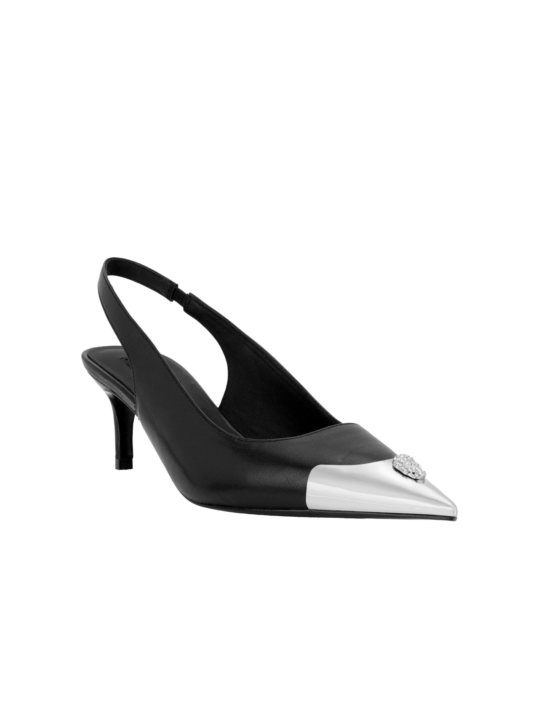 Leather Slingback Shoes Skull Toe