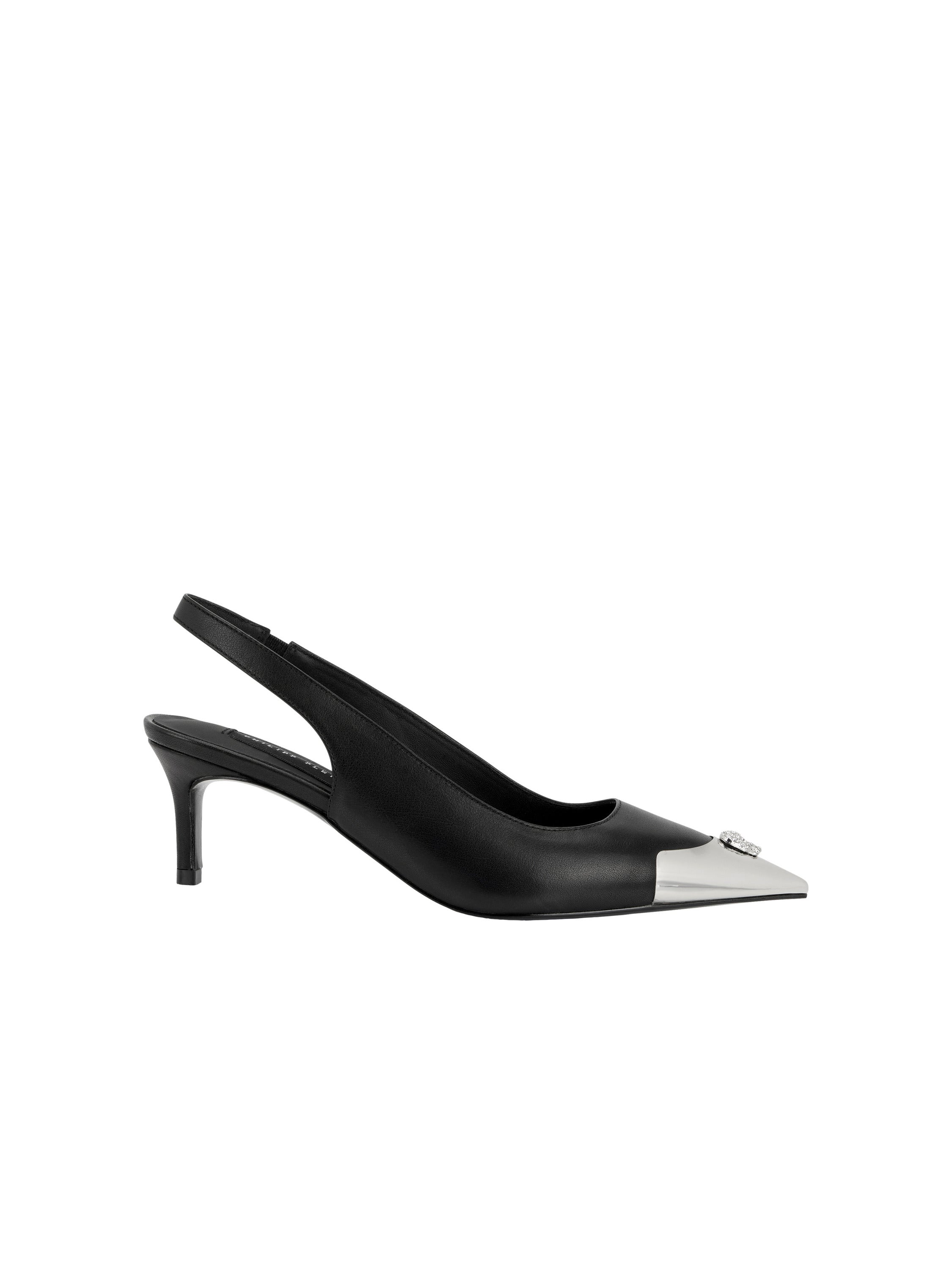 Leather Slingback Shoes Skull Toe