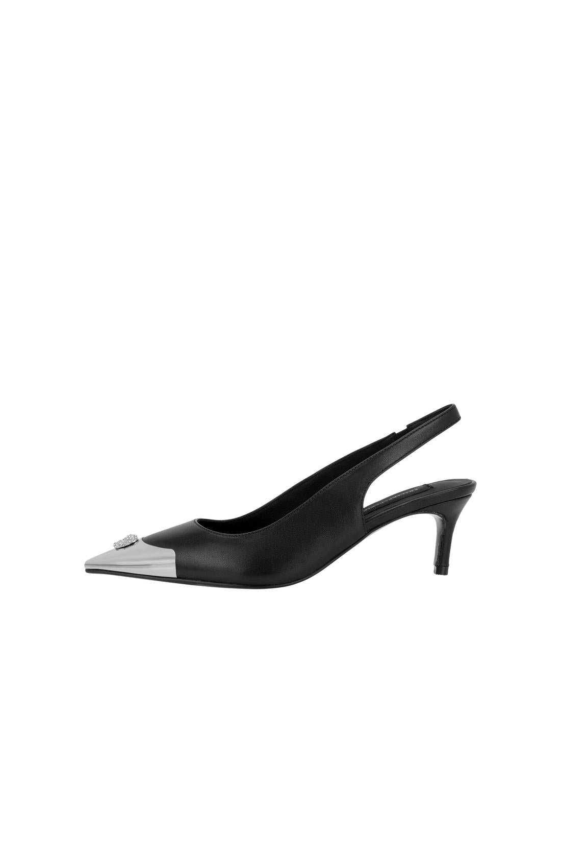 Philipp Plein Leather Slingback Shoes Skull Toe, Schuhe