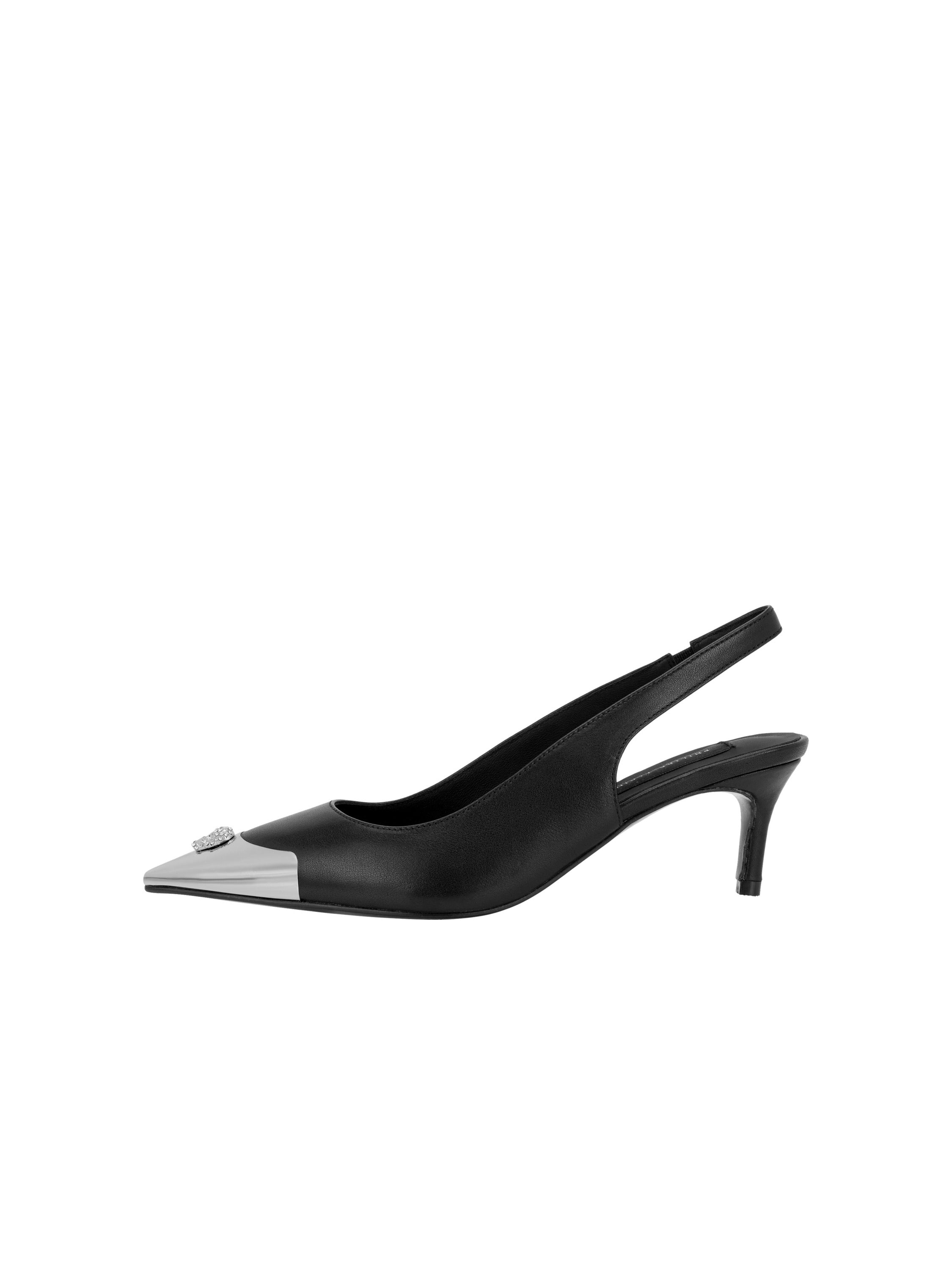 Leather Slingback Shoes Skull Toe