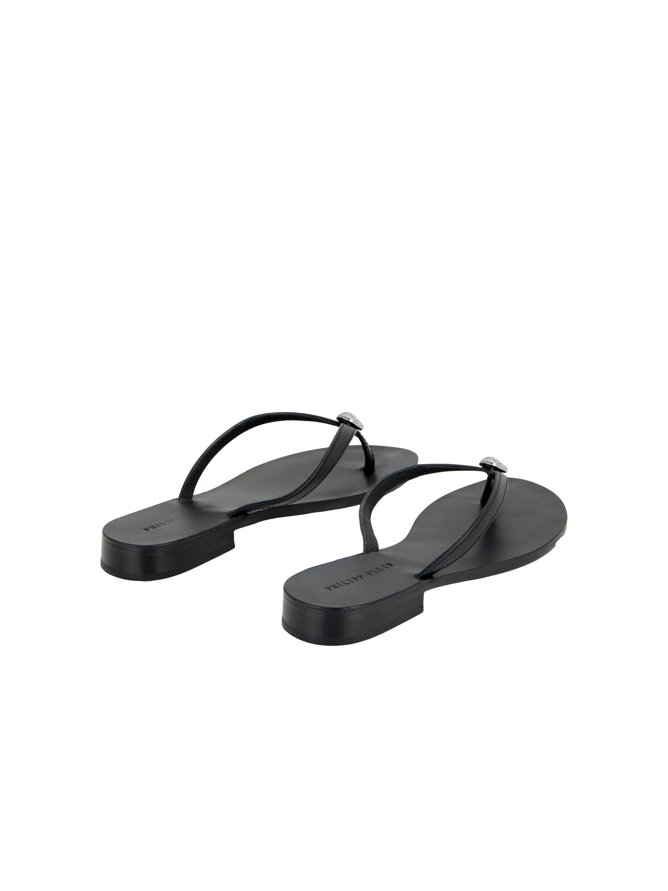 Nappa Flip Flop Sandals Crystal Skull