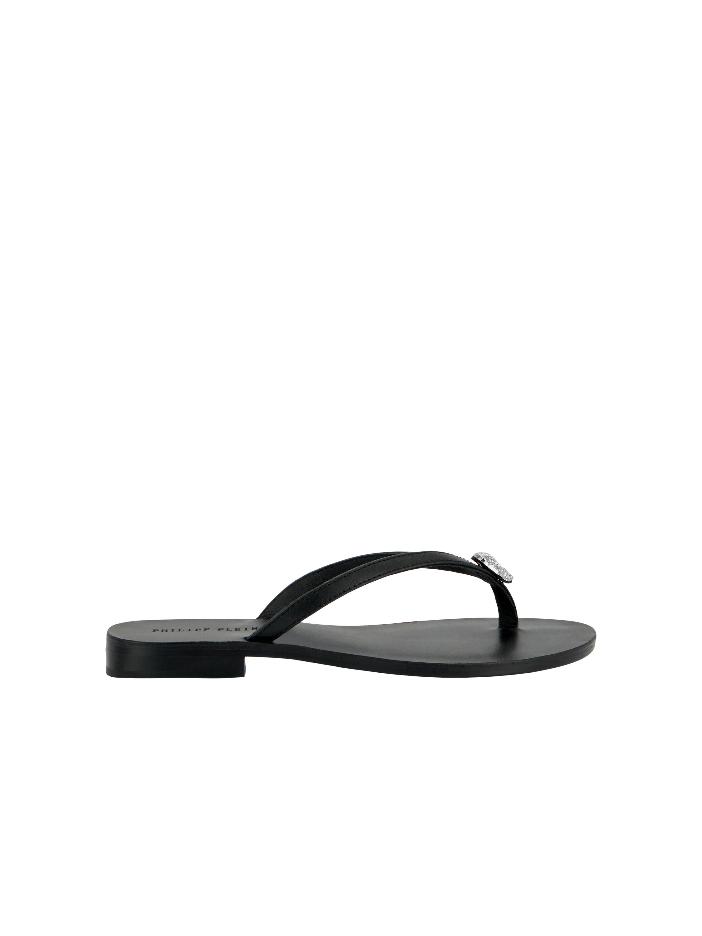 Nappa Flip Flop Sandals Crystal Skull