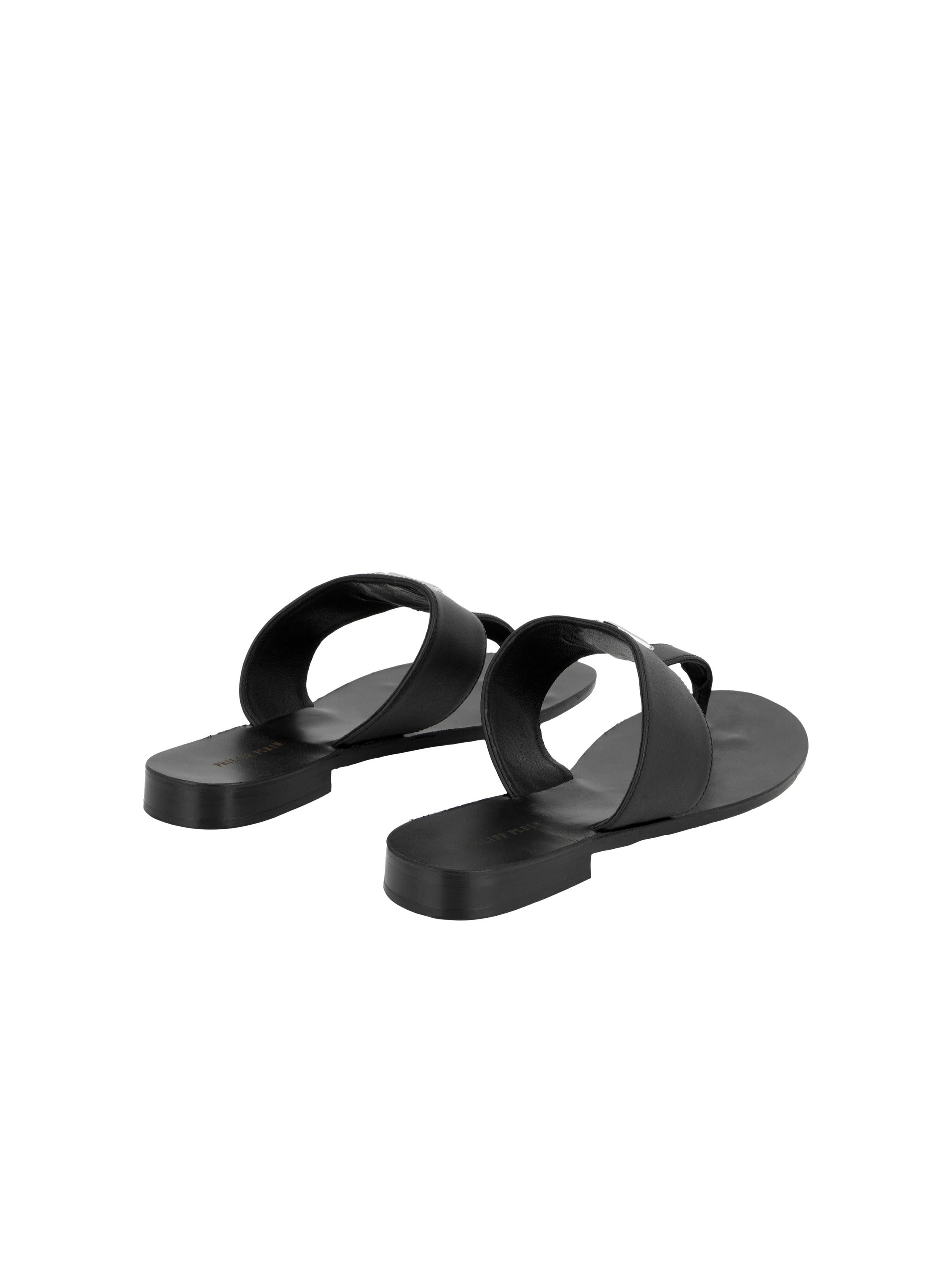 Leather Flat Sandals Hexagon