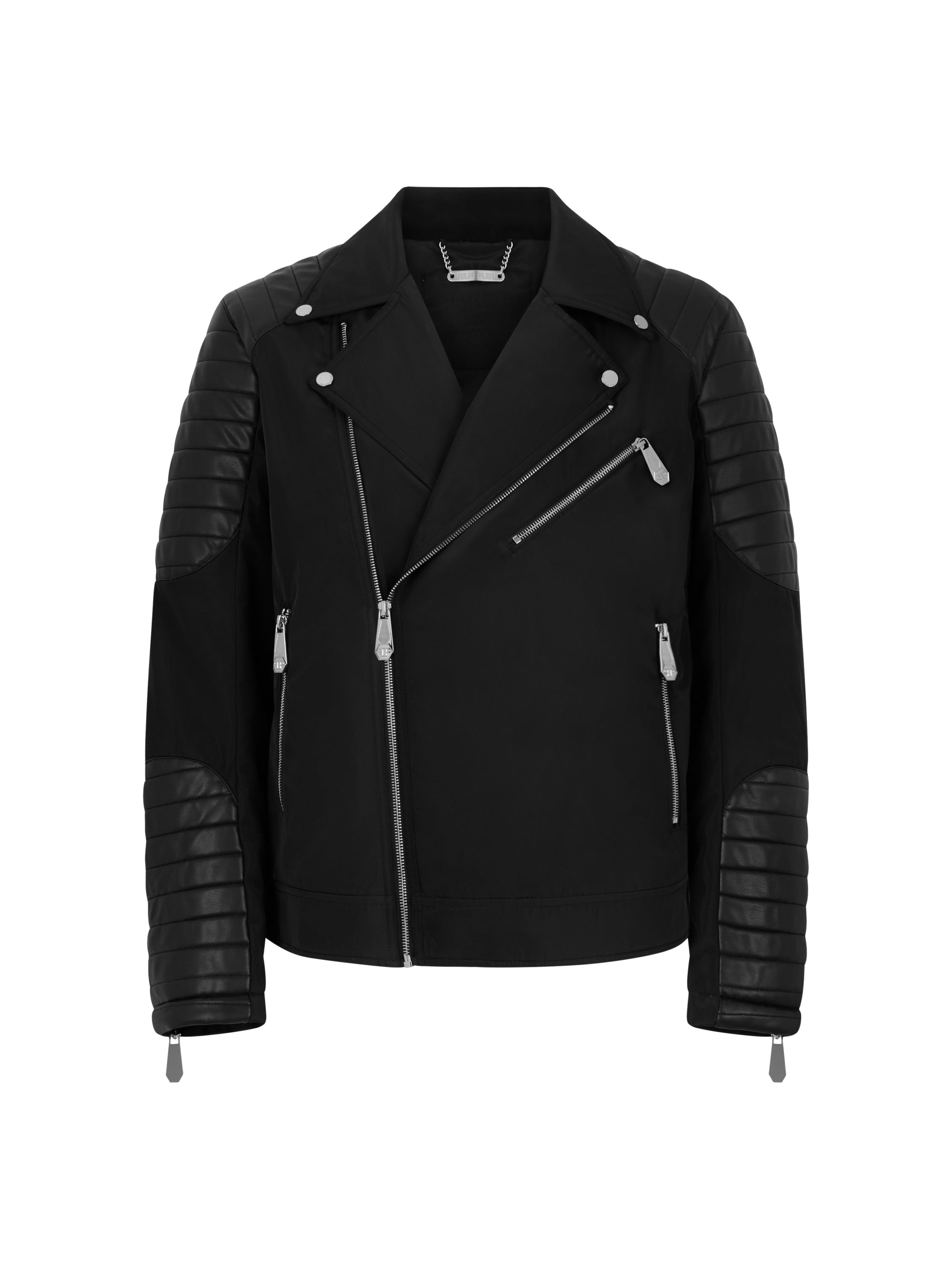 Nylon Biker Jacket Eco Leather Inserts