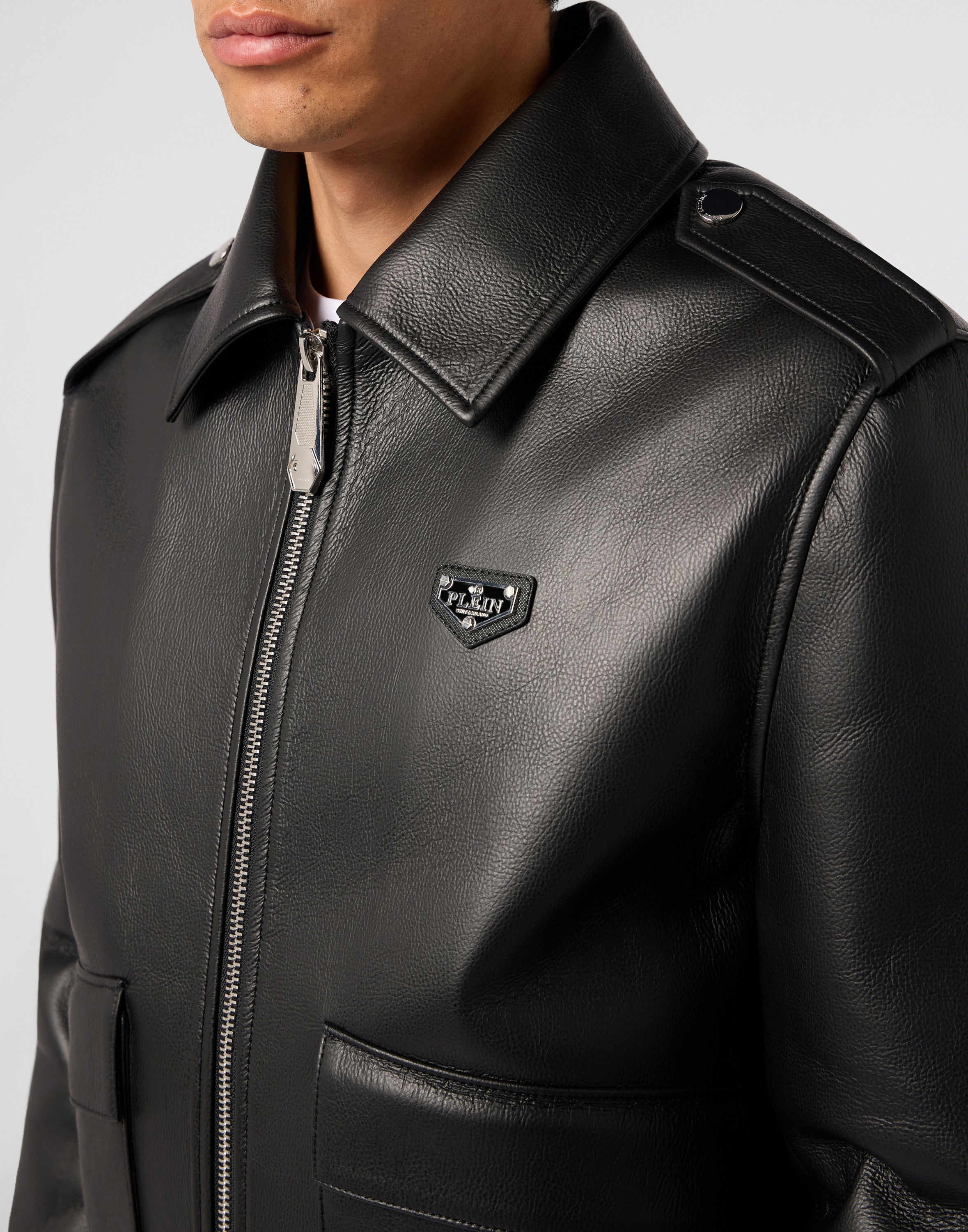 Eco Leather Aviator Jacket