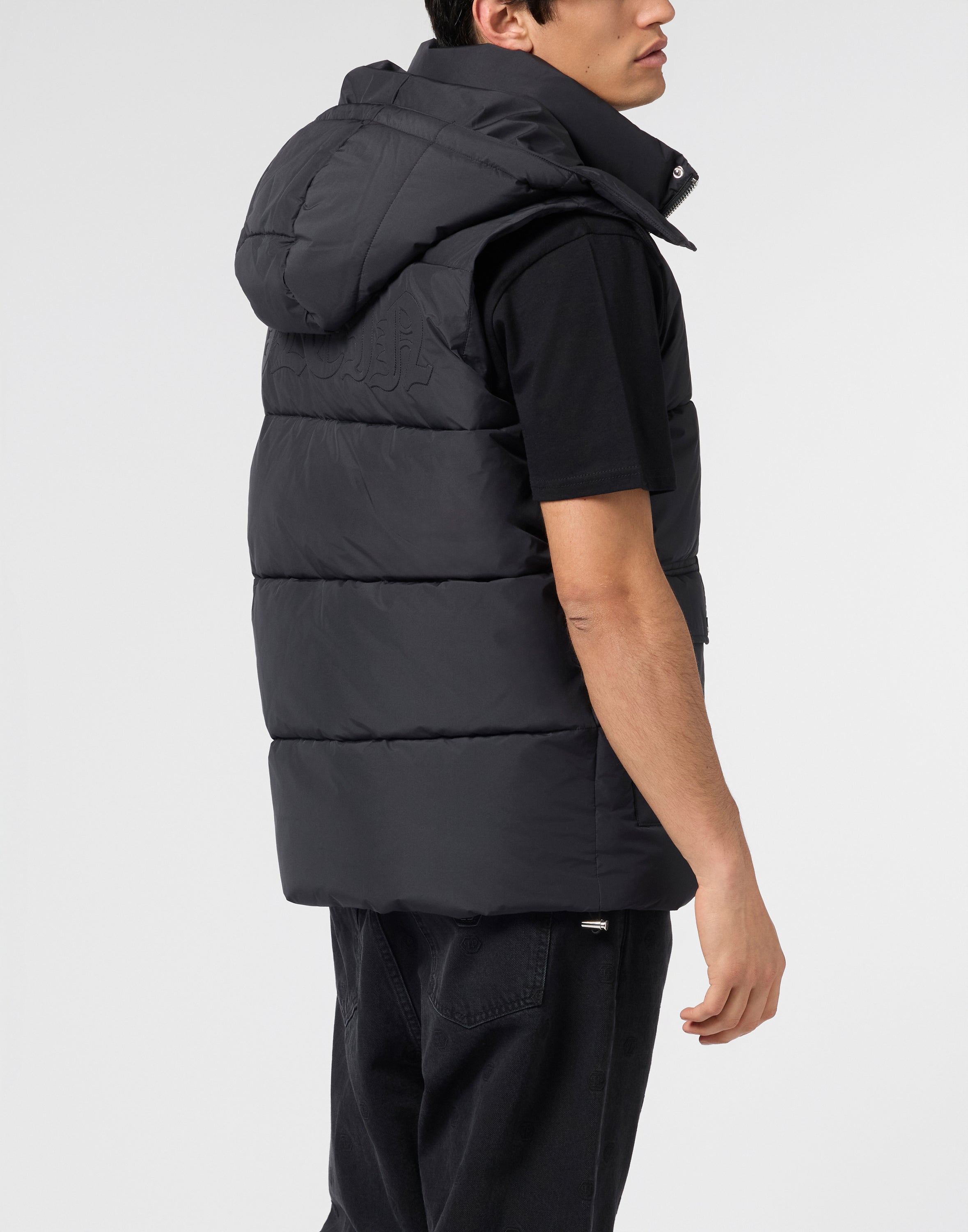 Nylon Puffer Vest Gothic Plein