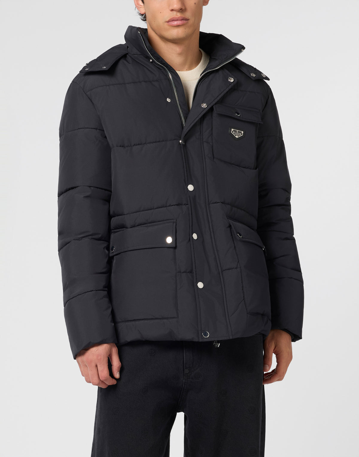 Nylon Puffer Jacket Gothic Plein