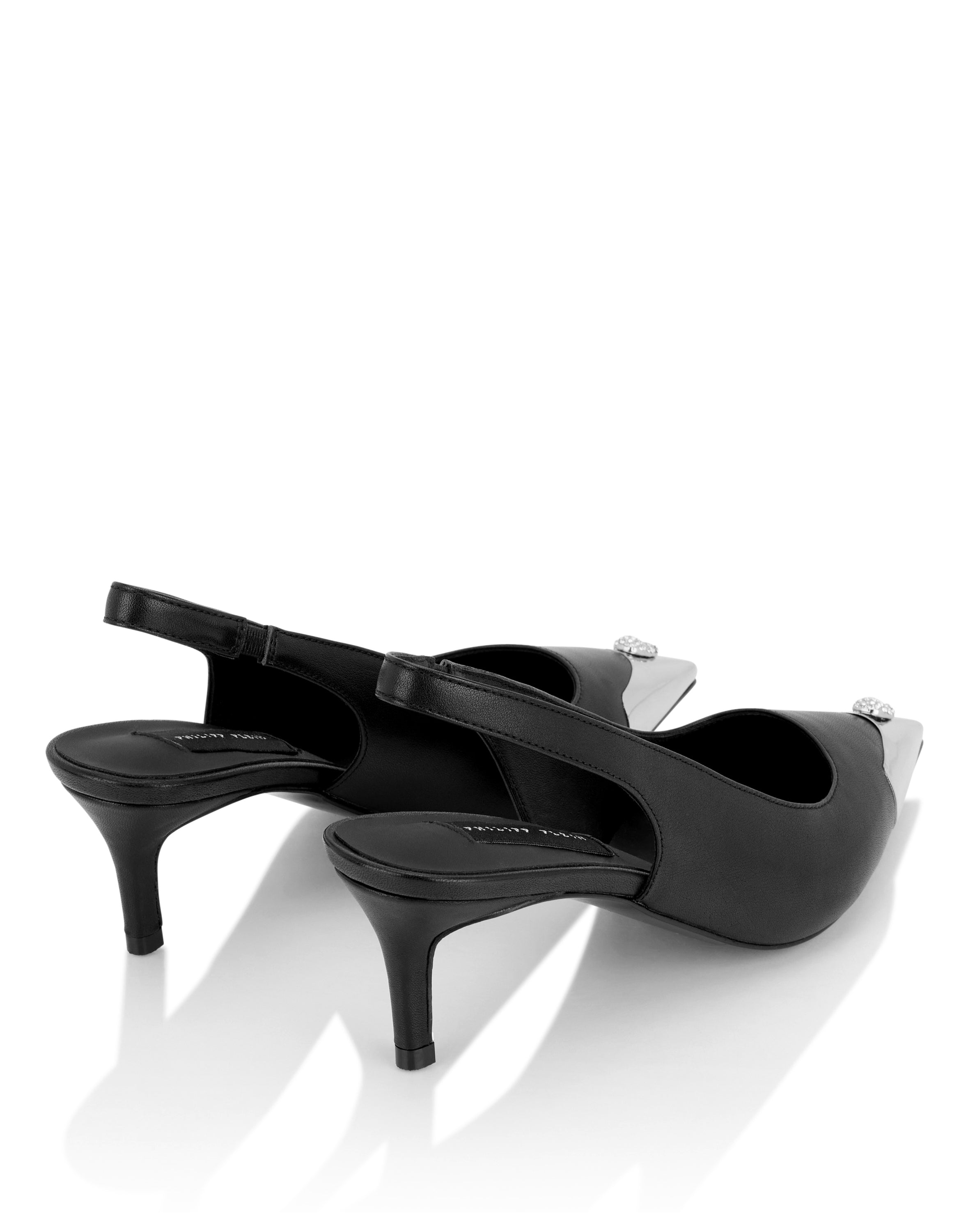 Leather Slingback Shoes Skull Toe