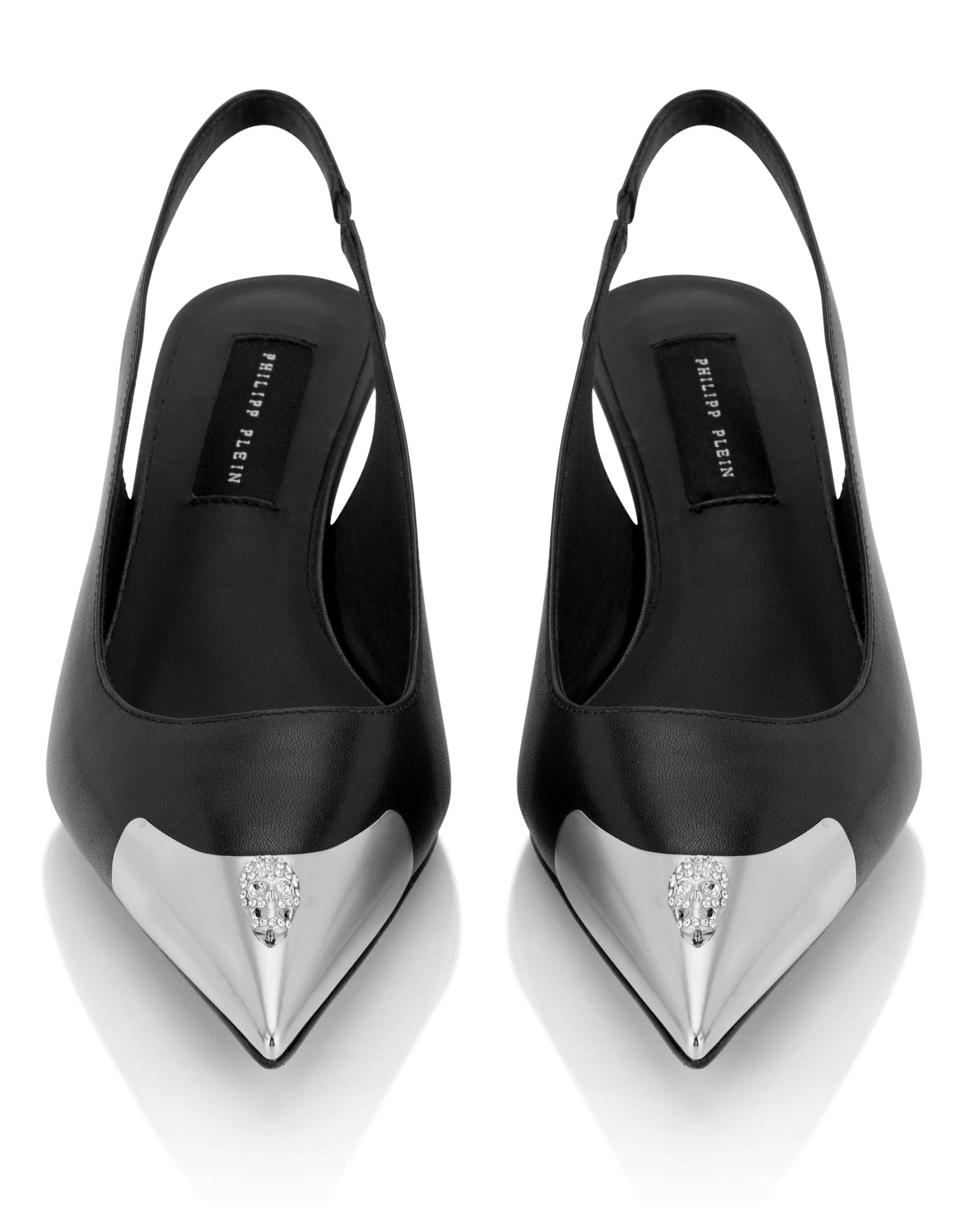 Leather Slingback Shoes Skull Toe