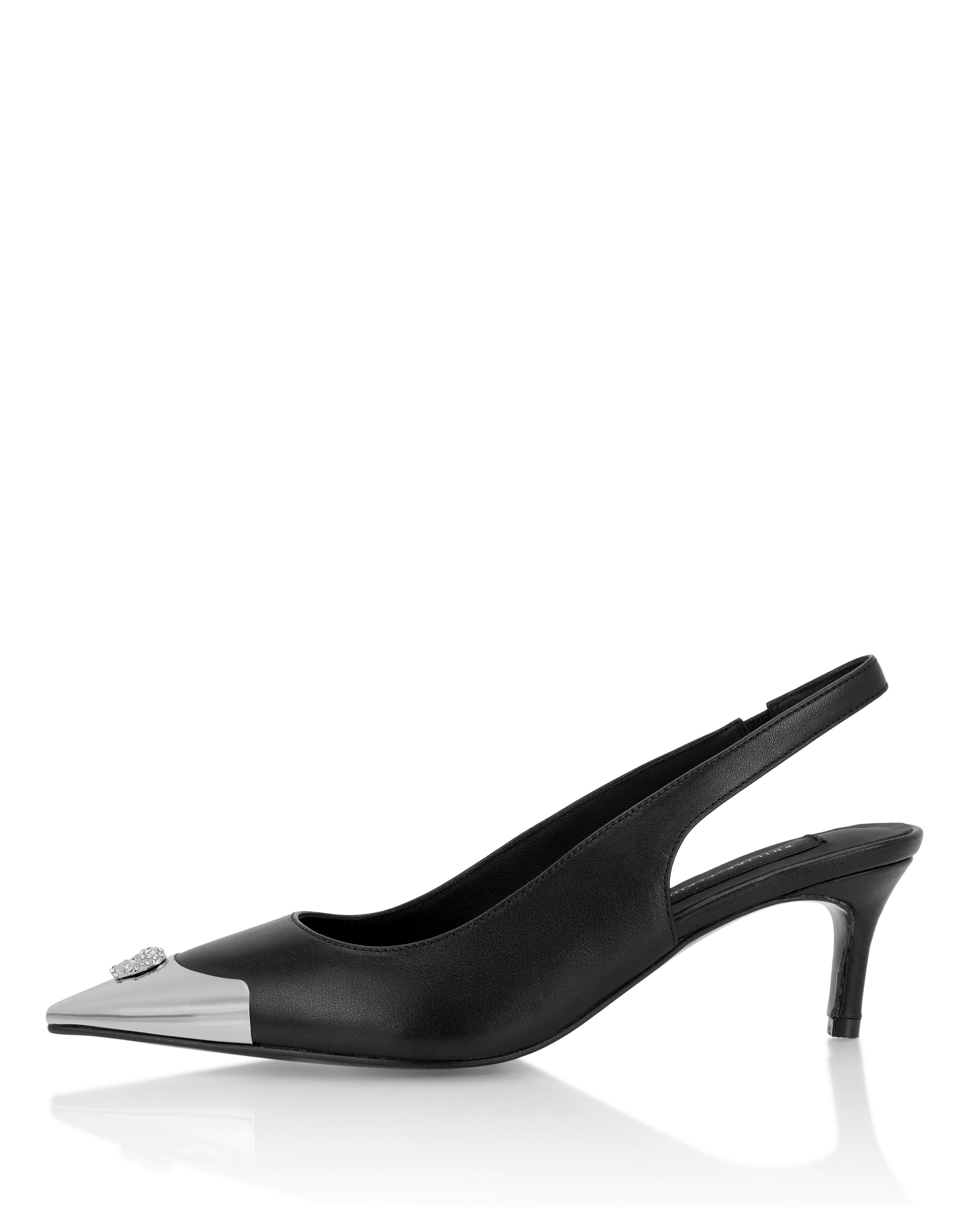 Leather Slingback Shoes Skull Toe