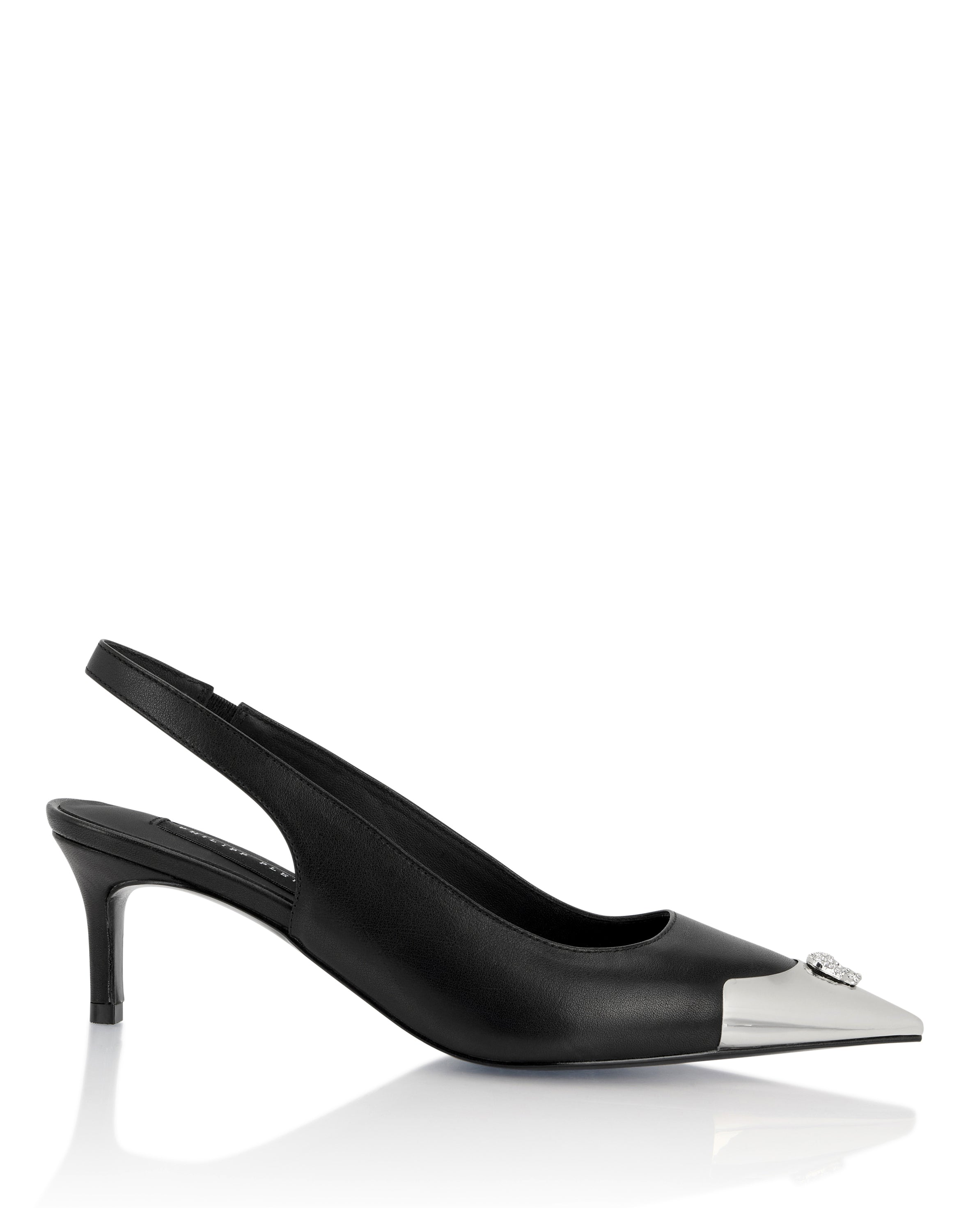 Leather Slingback Shoes Skull Toe