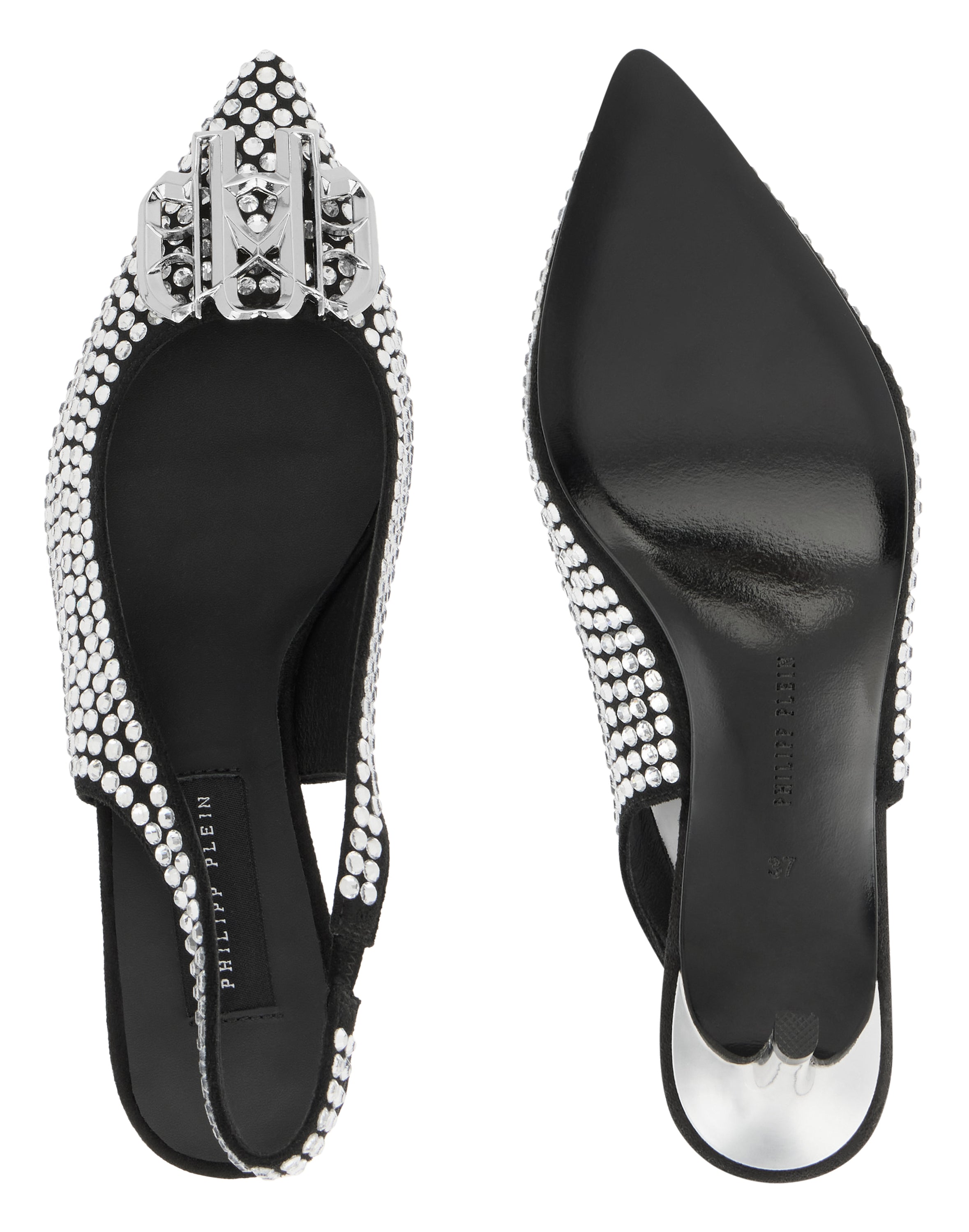 Suede Strass Slingback Shoes H55 Gothic
