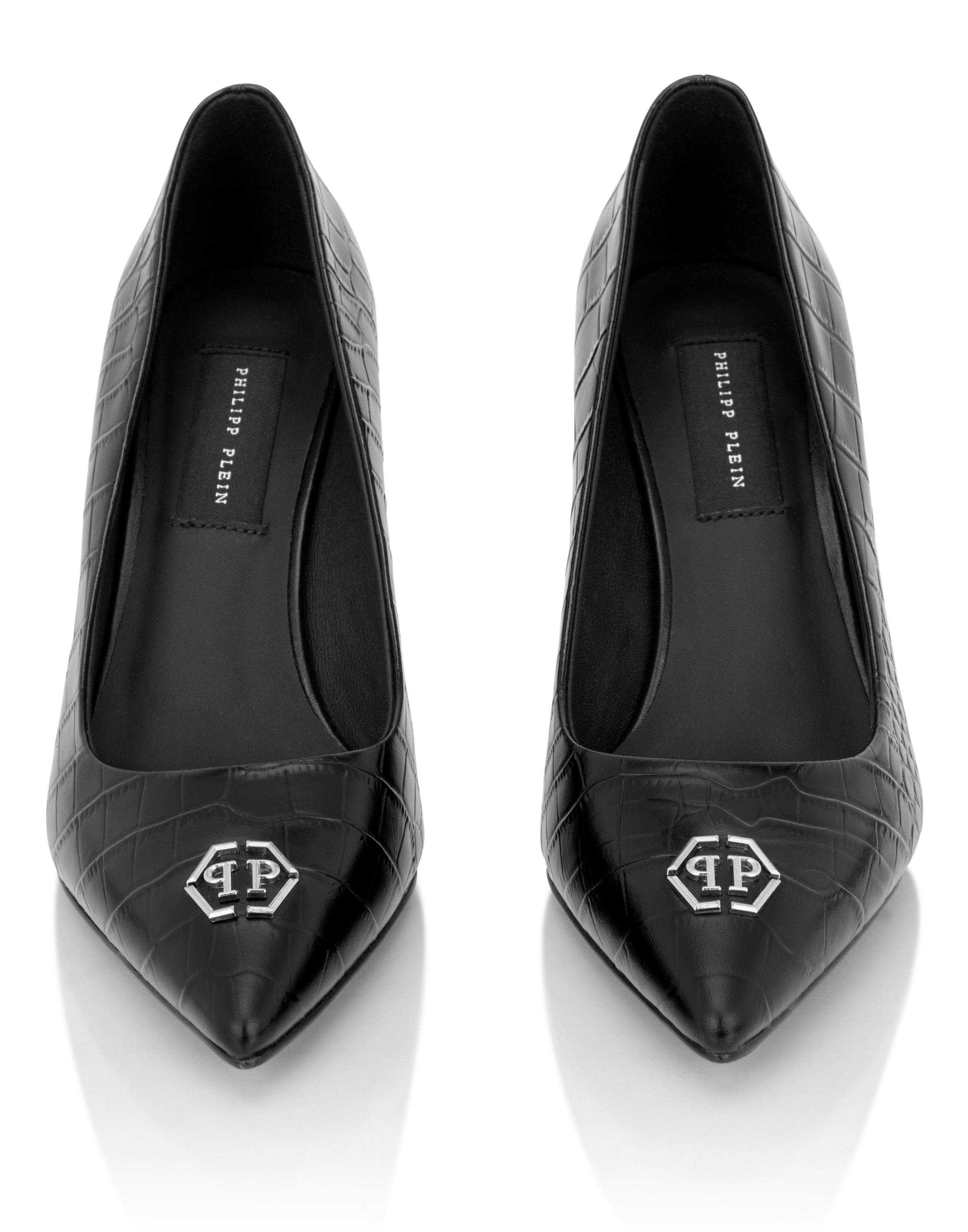 Leather Decollete Pump H85 Cocco Print Hexagon