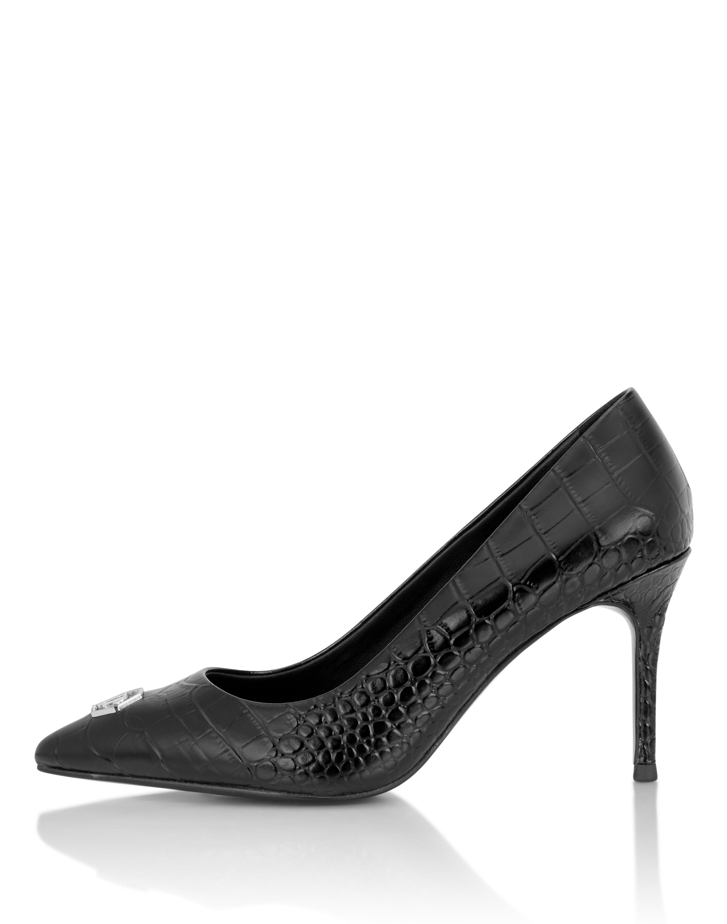 Leather Decollete Pump H85 Cocco Print Hexagon