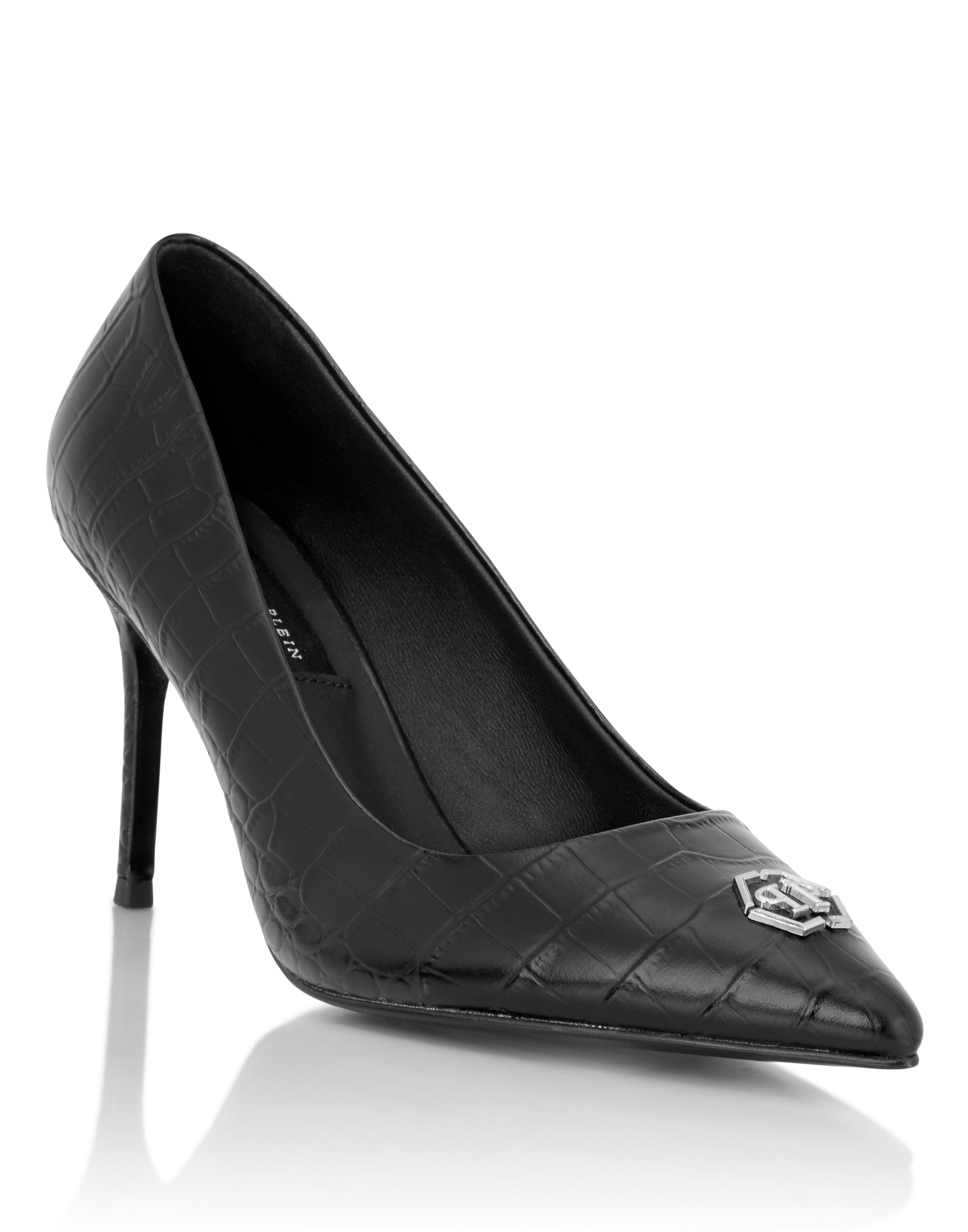 Leather Decollete Pump H85 Cocco Print Hexagon