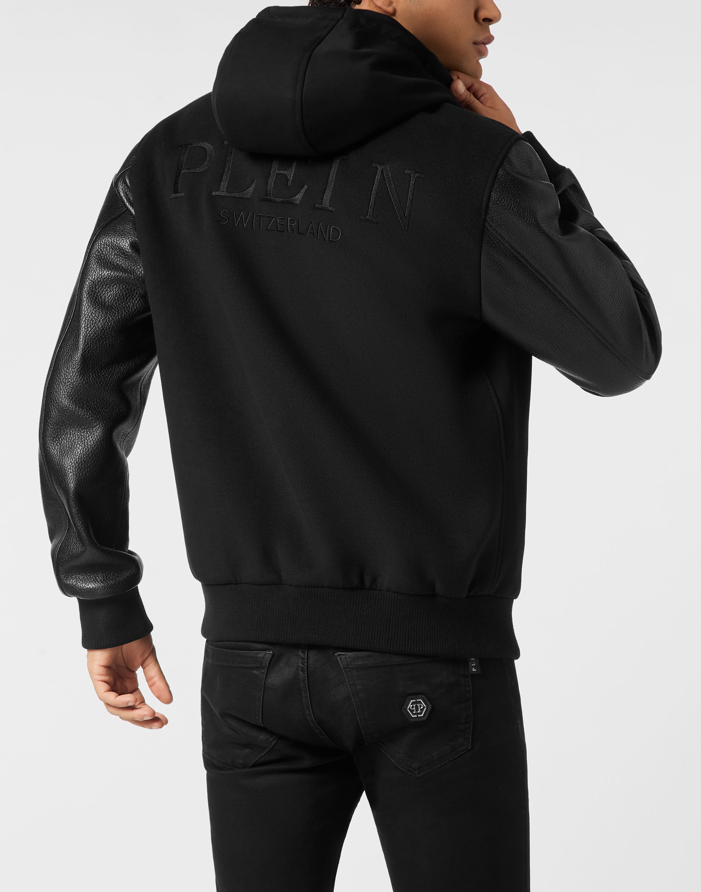 Hooded Varsity Bomber Jacket