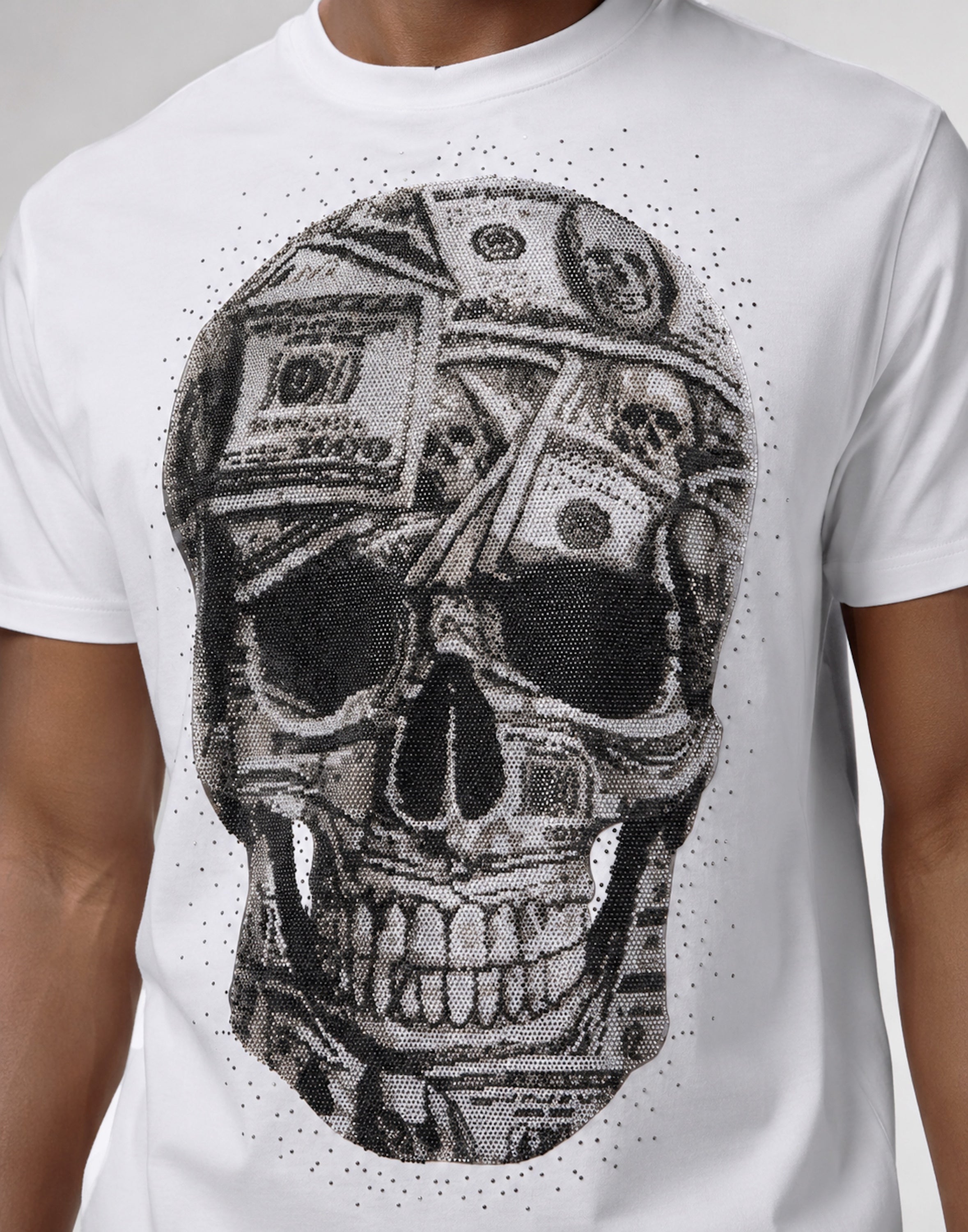 Jersey Round Neck T-Shirt SS Skull Dollar Stones